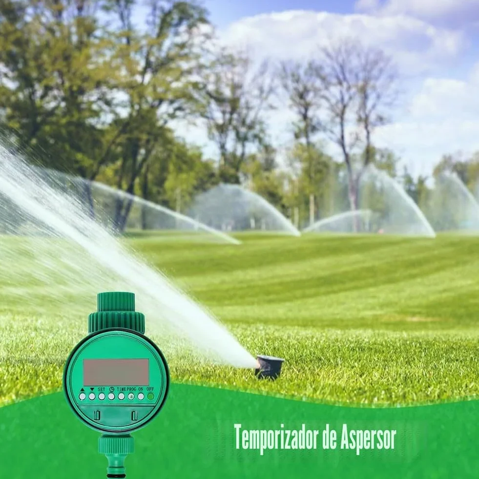 Temporizador de riego para sistema de control de riego de jardín - Temporizador de manguera programable con retardo de lluvia y anulación manual, construcción ABS, 1 minuto a 9
