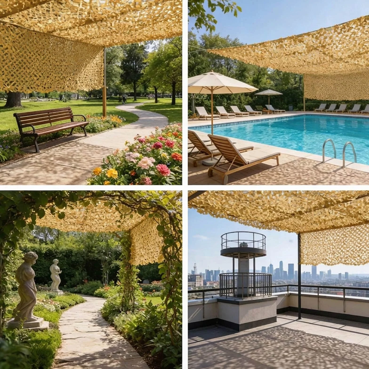 Red de Camuflaje Militar Reforzada Anti-UV Protección Solar Vela de Sombreado Terraza Pergola Jardín Caza Airsoft