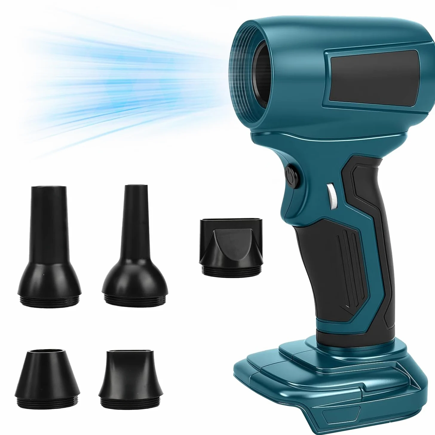 Soplador compatible con baterías Makita de 18 V, mini soplador de hojas con 5 boquillas, velocidad de aire de 30 m/s, motor sin escobillas de 130000 rpm, soplador de hojas portátil para eliminar hojas