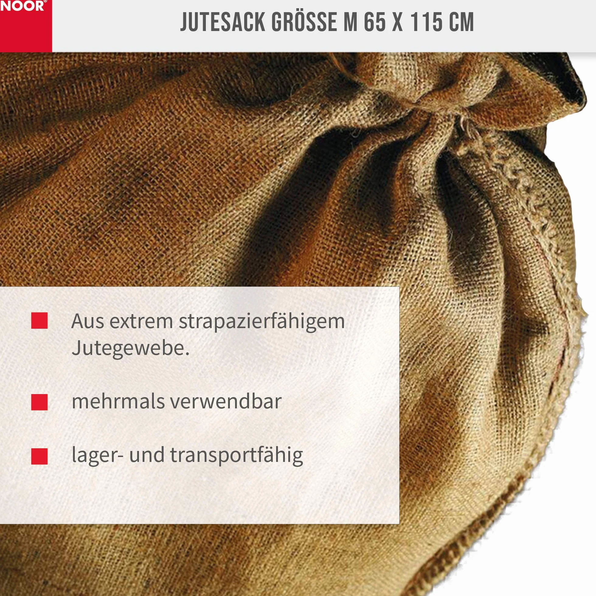 Noor - Saco de yute, 65 x 115 cm, marrón, pack de 2