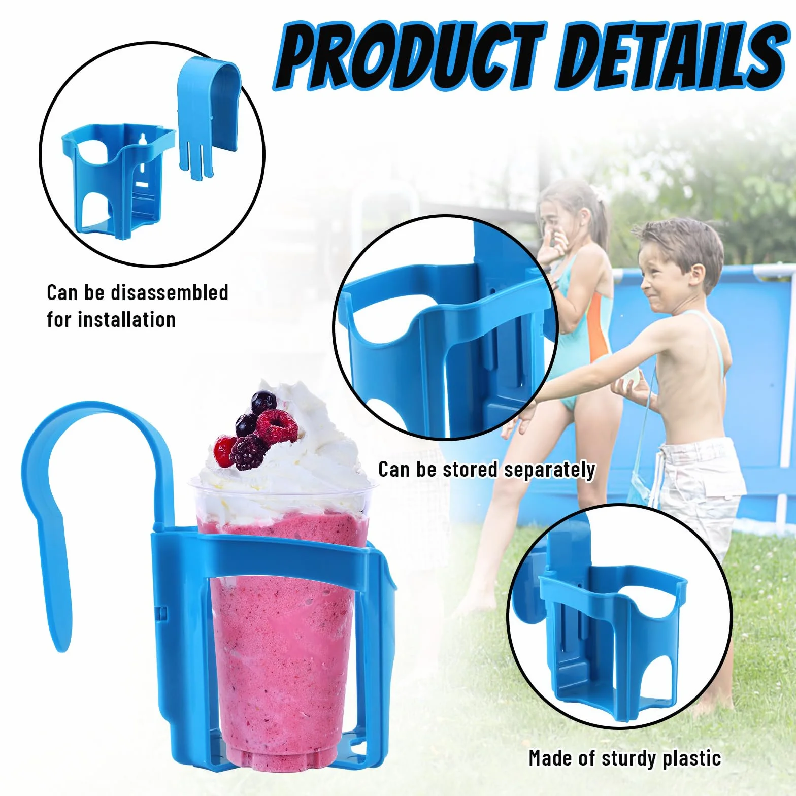 Portavasos de Piscina 4 Piezas, Accesorios Piscina Portavasos Colgante, Portavasos de Piscina, Portavasos Multifunciona Accesorios de Piscina, para Fiestas de Verano en la Piscina Playa