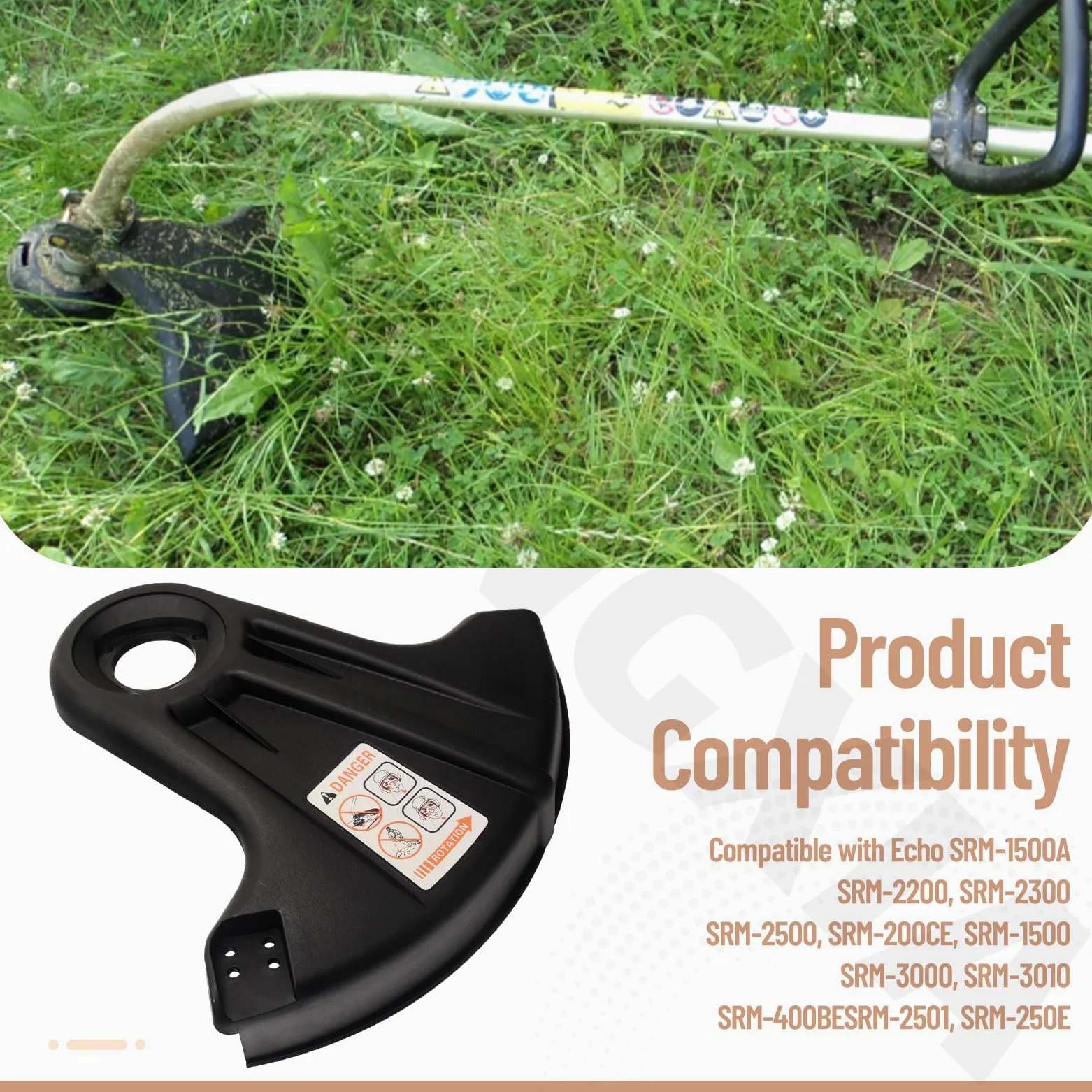 69900040930 - Protector de césped compatible con Echo Shindaiwa SRM-1500, SRM-1500A, SRM-2200, SRM-200CE, SRM-3000, SRM-3010 recortadora/desbrozadora reemplaza 69900040830 69900440930 1 6999. 01027230