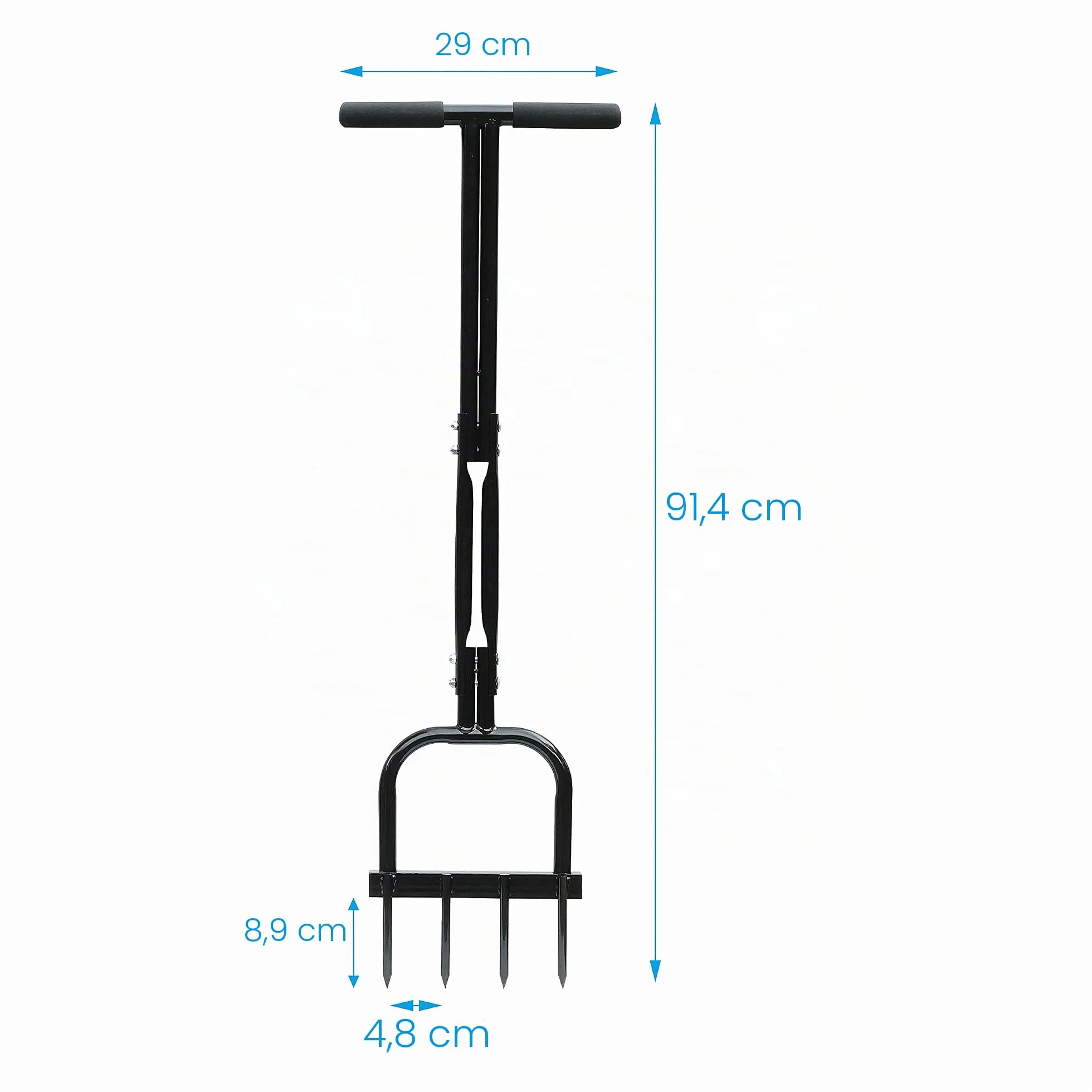 Gardzen, Aireador de Pinchos Resistente para Suelos compactados y césped, 90 x 28 cm, Negro