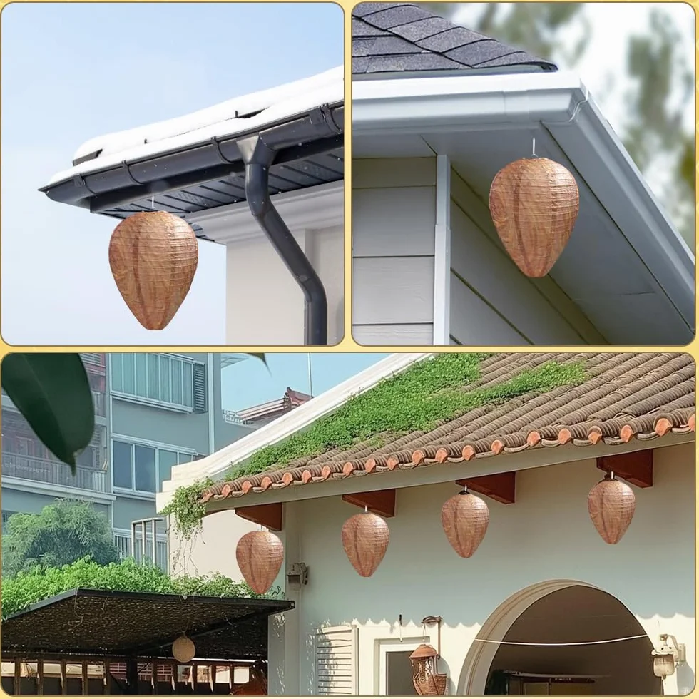 Mineup 8 Piezas Nido de Avispas, Nido de Avispa Artificial, Nido de Avispas Colgante, Nido de Avispas de Suspensión, Natural Ecológico para hogares y Jardines al Aire Libre