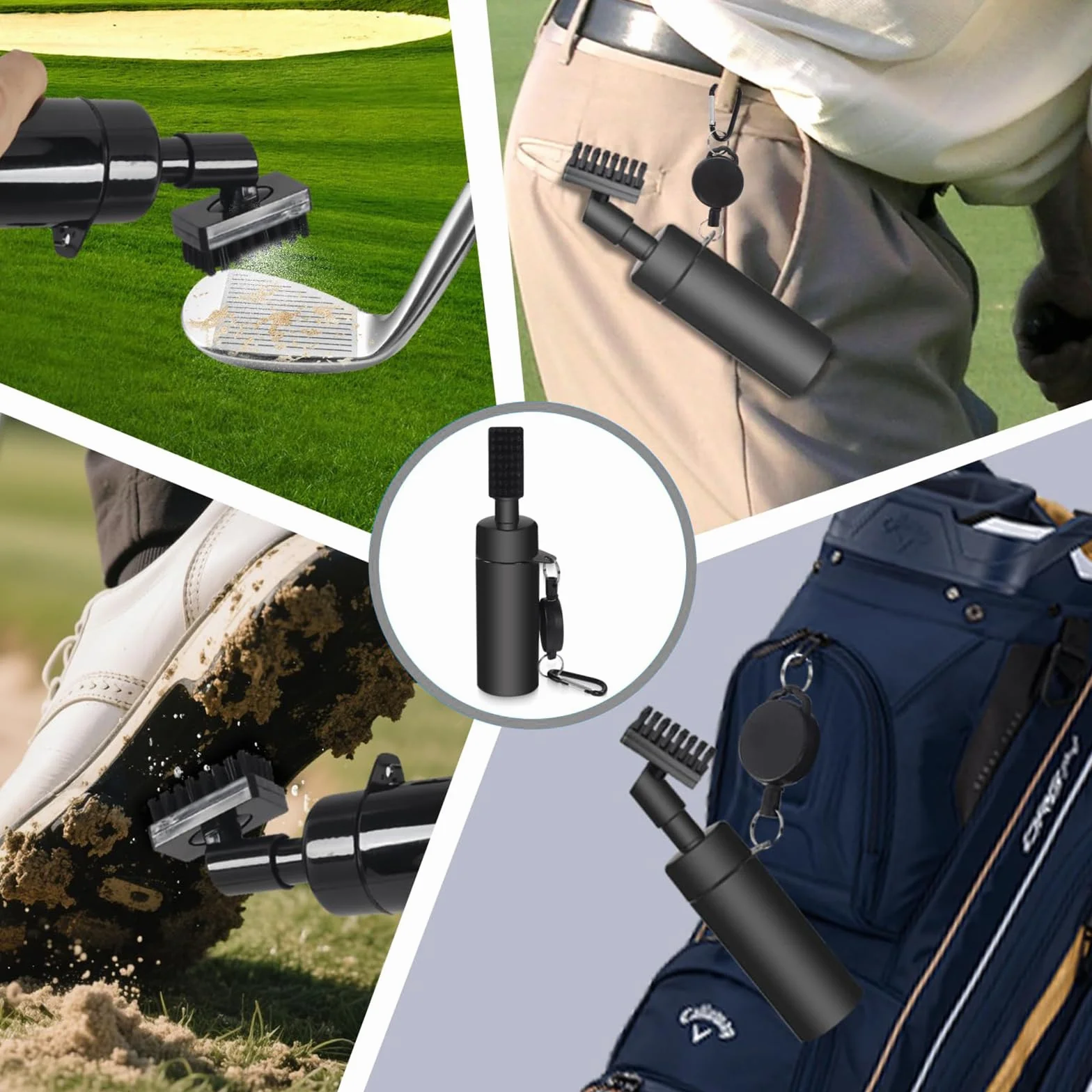 SINZONEu® Limpiador de Palos de Golf con Spray de Agua y Clip, Cepillo Portátil con Cerdas Nylon y Rascador