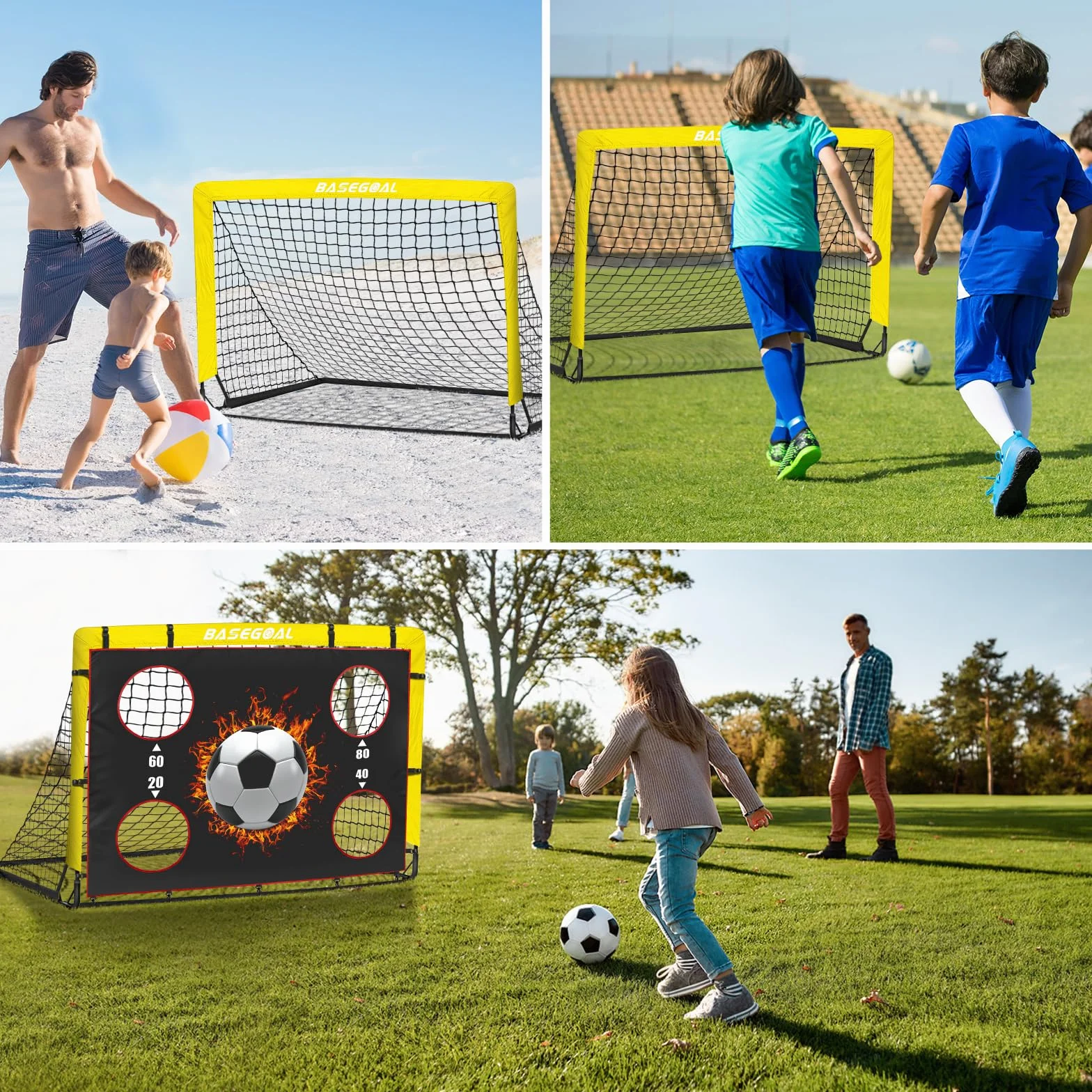 BaseGoal Red de Portería de Fútbol Plegable 150x120cm con Bolsa de Transporte