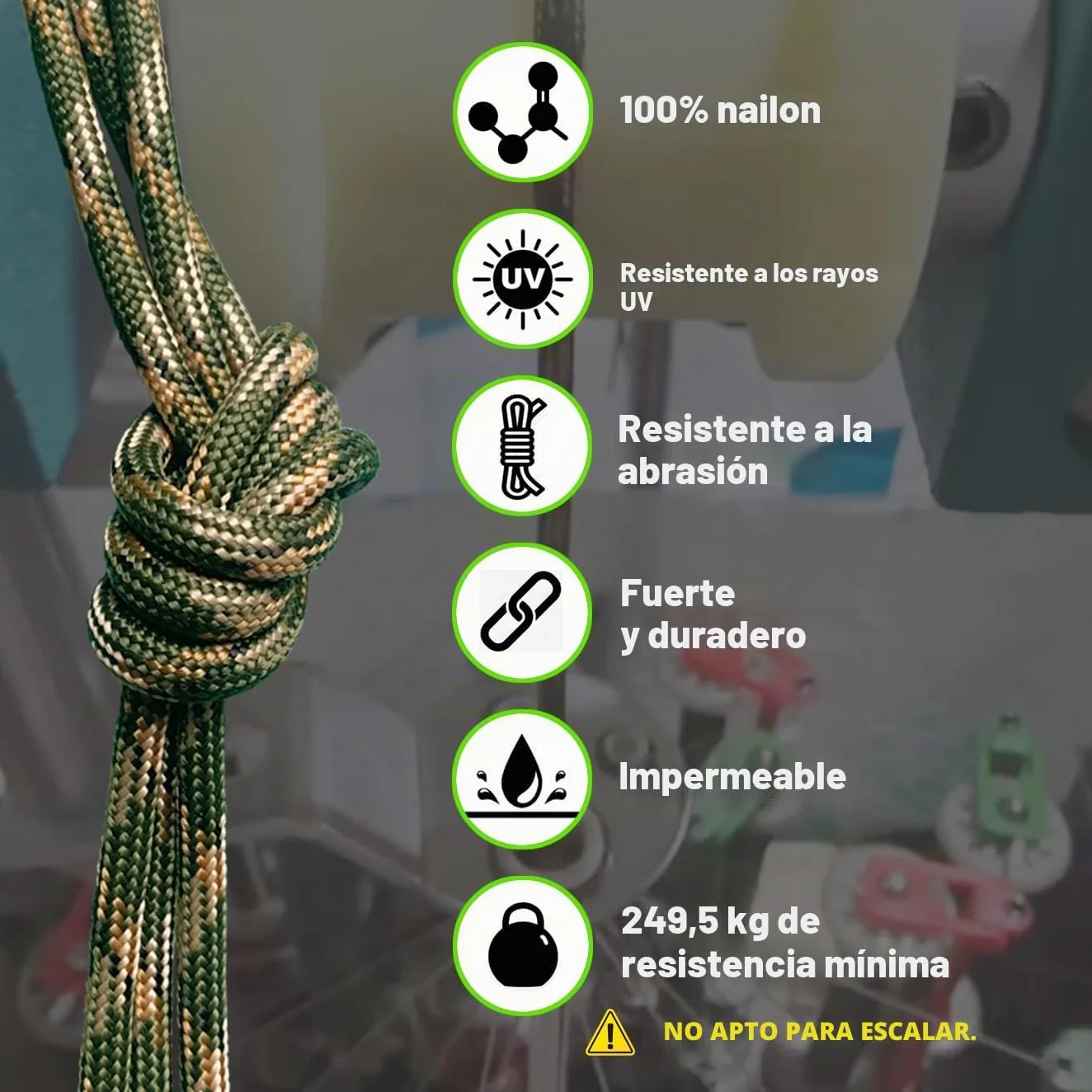 Paracord Cuerda de Nailon 4 Piezas 19ft 6 Metros 4mm 7 Hilos Total 76ft