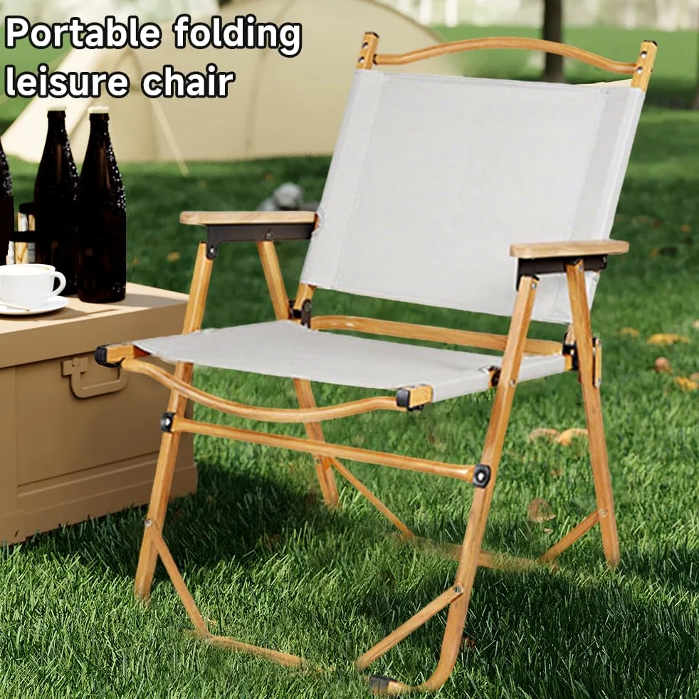 Silla de camping plegable, soporta hasta 150 kg, para jardín, balcón, playa, camping, silla de jardín, silla de pesca, silla de director (caqui, 2 juegos)