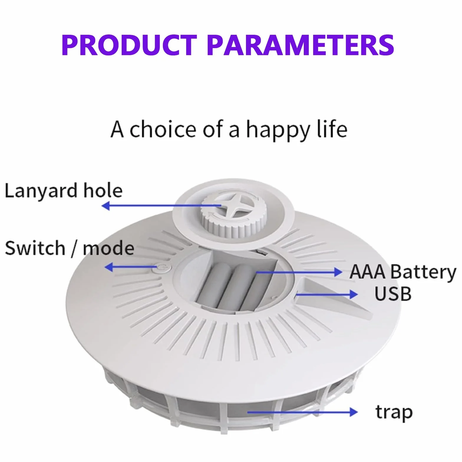 Trampa para Pulgas 1 Paquete, Mata Pulgas Eléctrico con Batería AAA/USB con 4 Modos de Luz, Control de Plagas para Interiores y Exteriores Lámpara Trampa de Pulgas No Tóxica Trampas