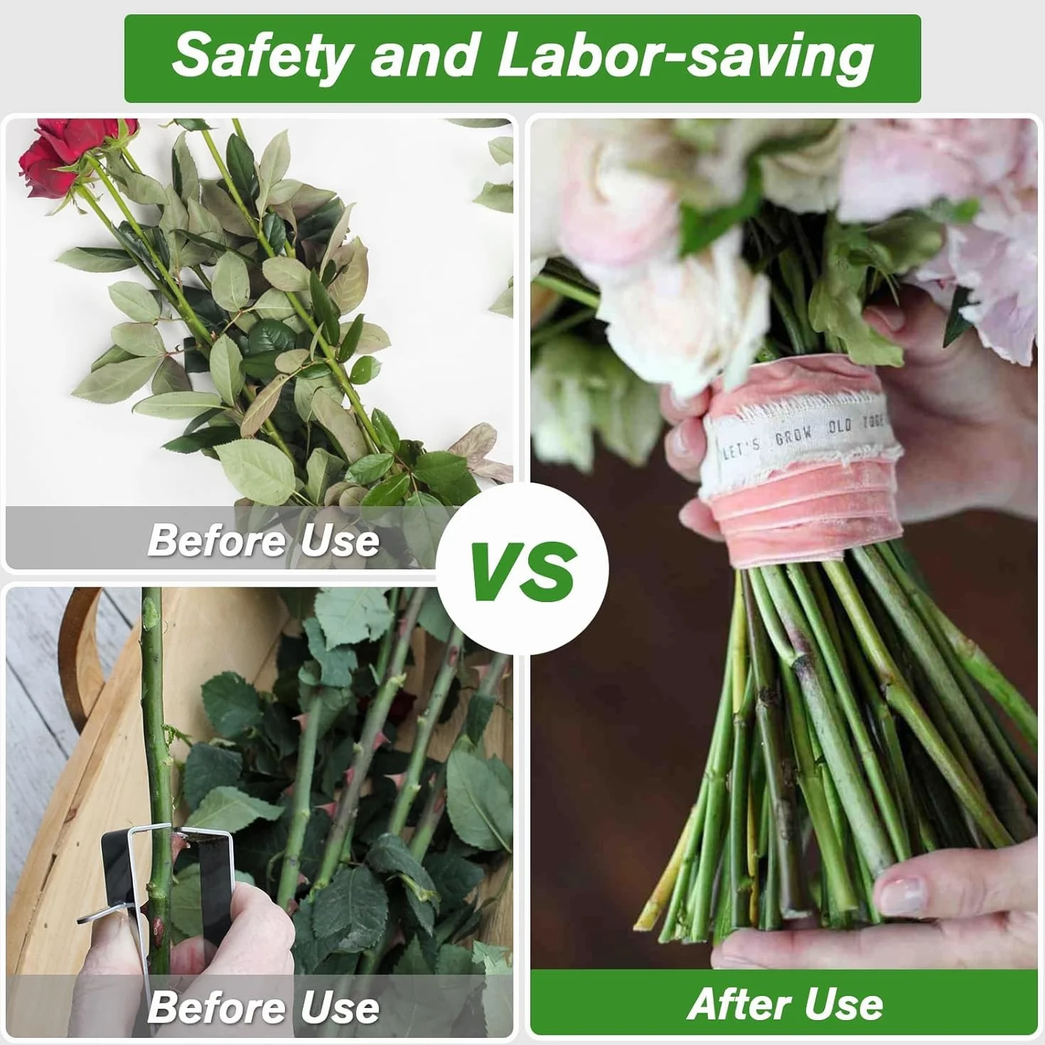 2 peladores de espinas de rosa, removedor de espinas de rosa, limpiador de flores, jardinería, adecuado para floristería profesional, hogar, bricolaje, trabajo profesional de jardinería