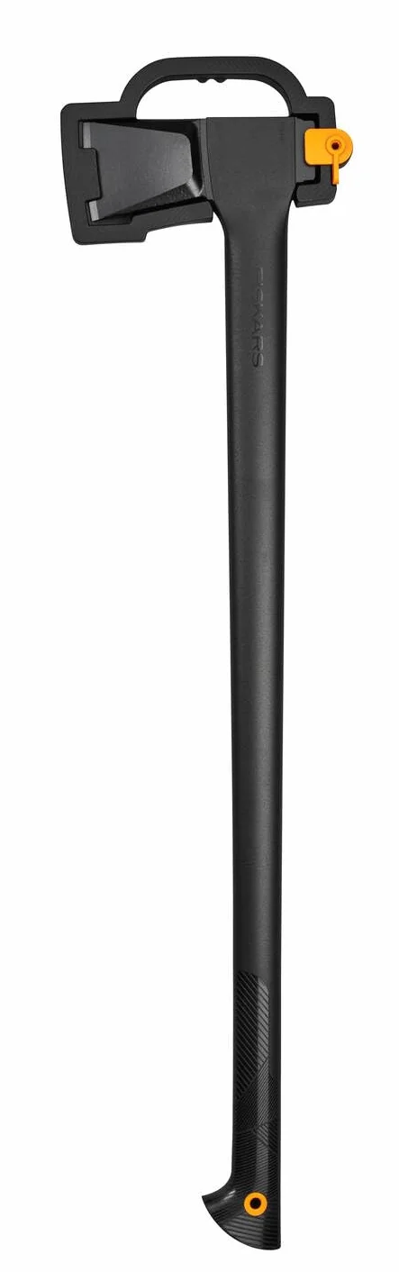 Fiskars Hacha de rajar XL, Solid, Con funda para transporte, Recubrimiento antiadherente, Hoja de acero/Mango de plástico reforzado, Negro/Naranja, A26, Longitud: 92 cm, 2,6 kg, 1052043