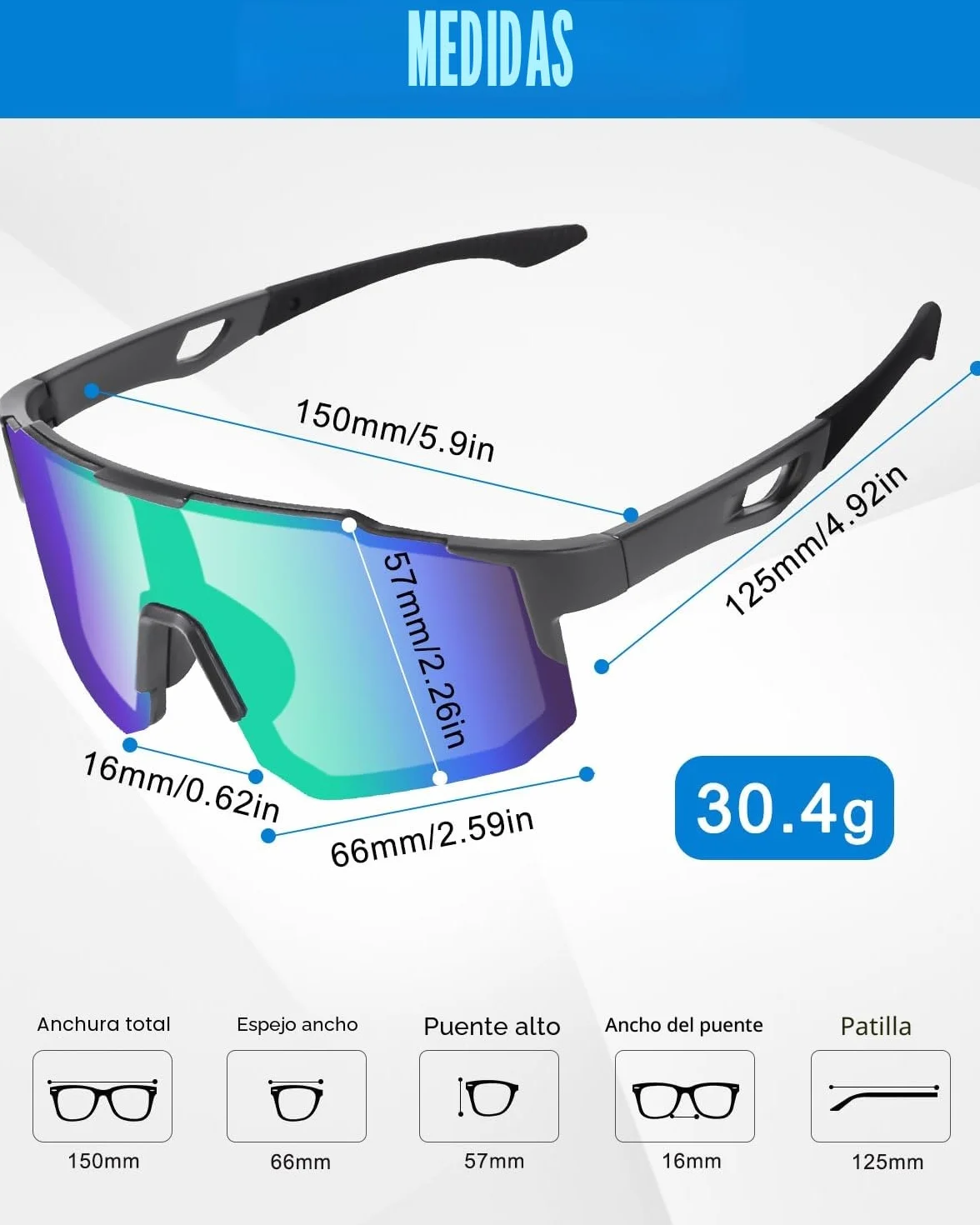 Gafas polarizadas para bicicleta UV400 protección ciclismo motociclismo correr esquí