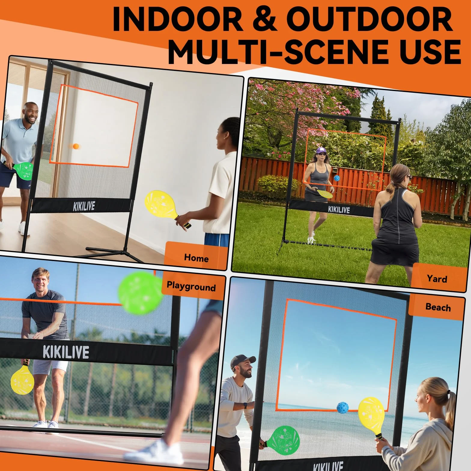 Set Deportivo Todo en Uno Juegos de Palas con Red para Bádminton/Tenis de Mesa/Volante/Pickleball Interior y Exterior