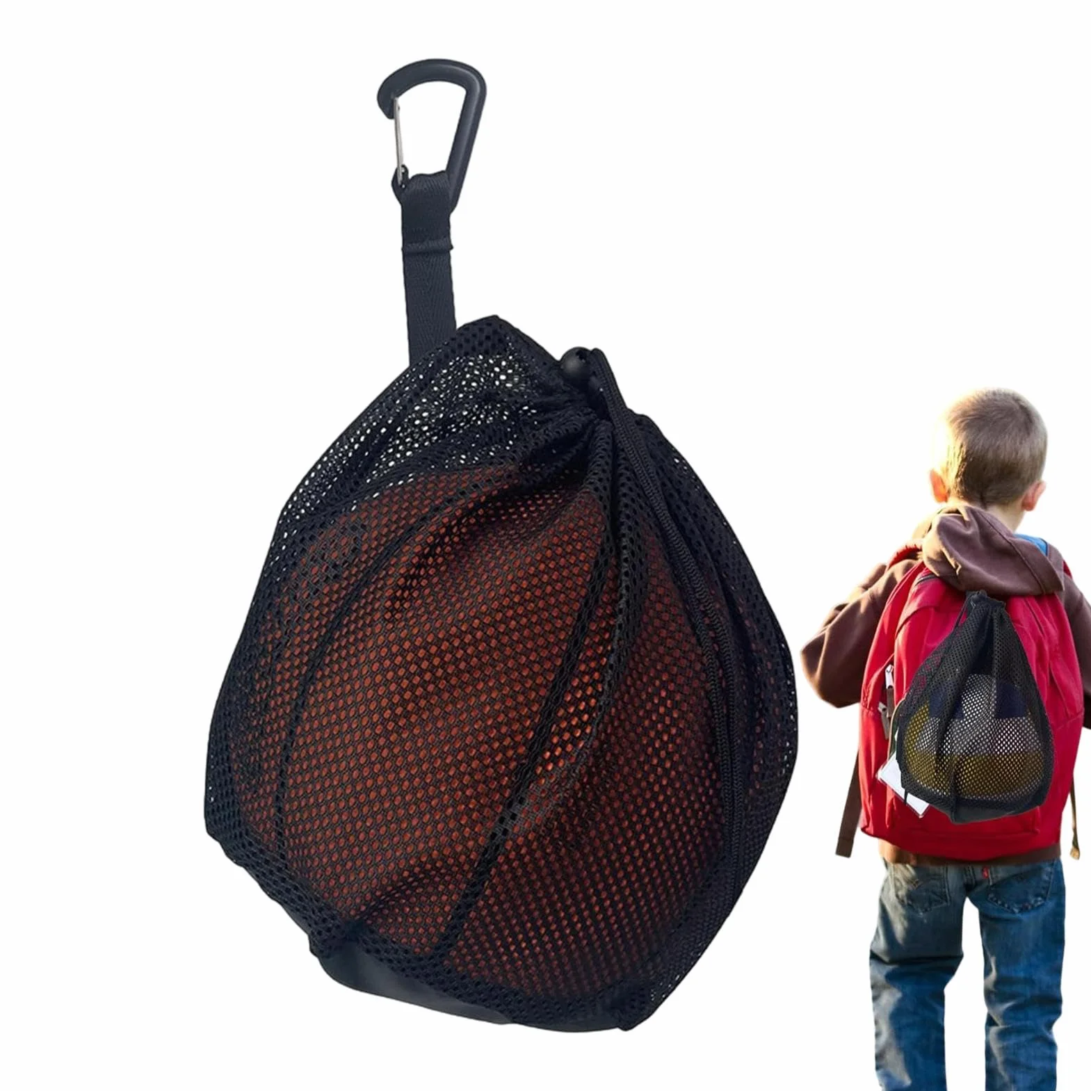 Bolsa de red de almacenamiento de baloncesto - Bolsa de transporte de bolas de red, voleibol