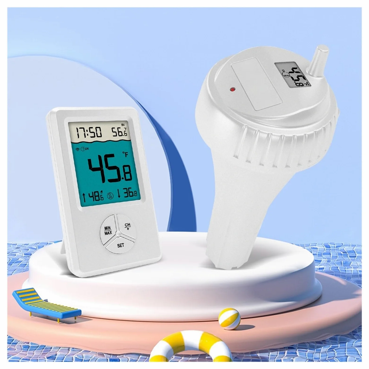 Termómetro Digital Inalámbrico For Piscina con Monitor De Temperatura Interior, Termómetro Flotante For Piscina, Bañera Y. FáCil De Usar