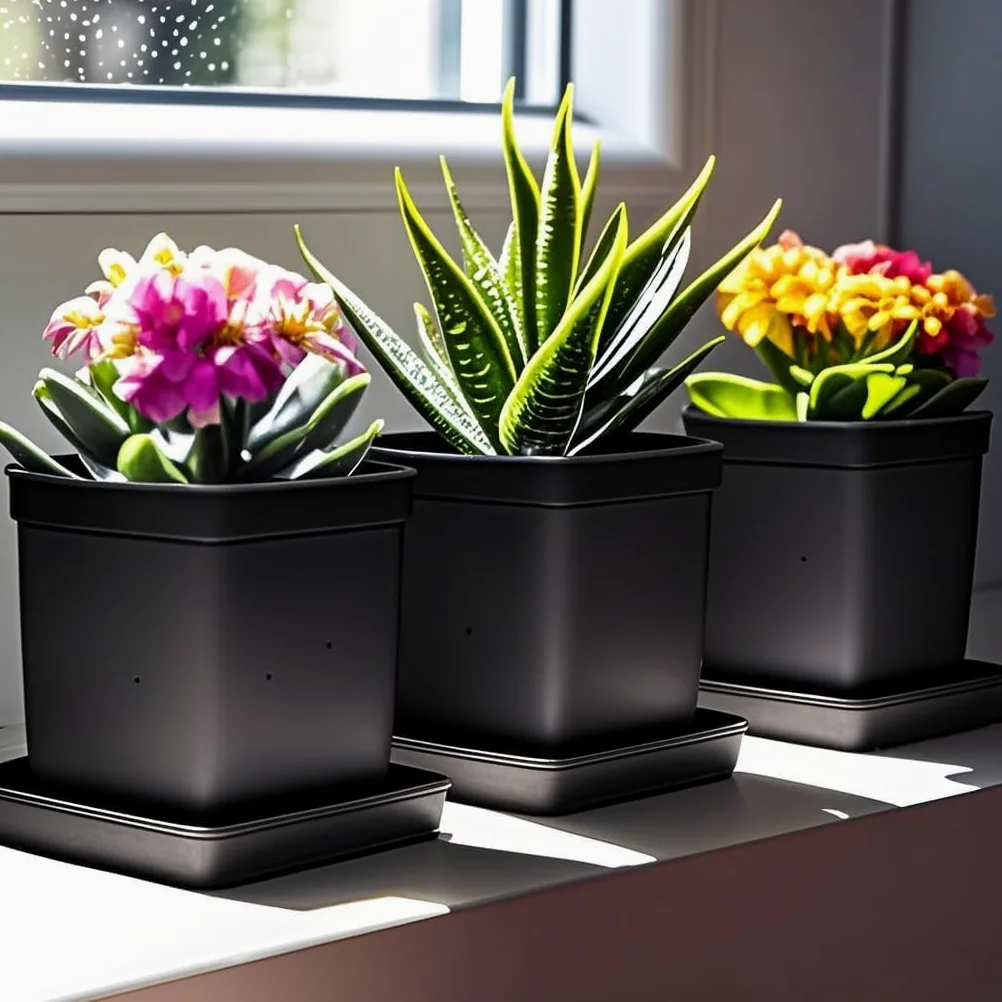 Paquete de 5 platillos cuadrados para plantas de 18 pulgadas