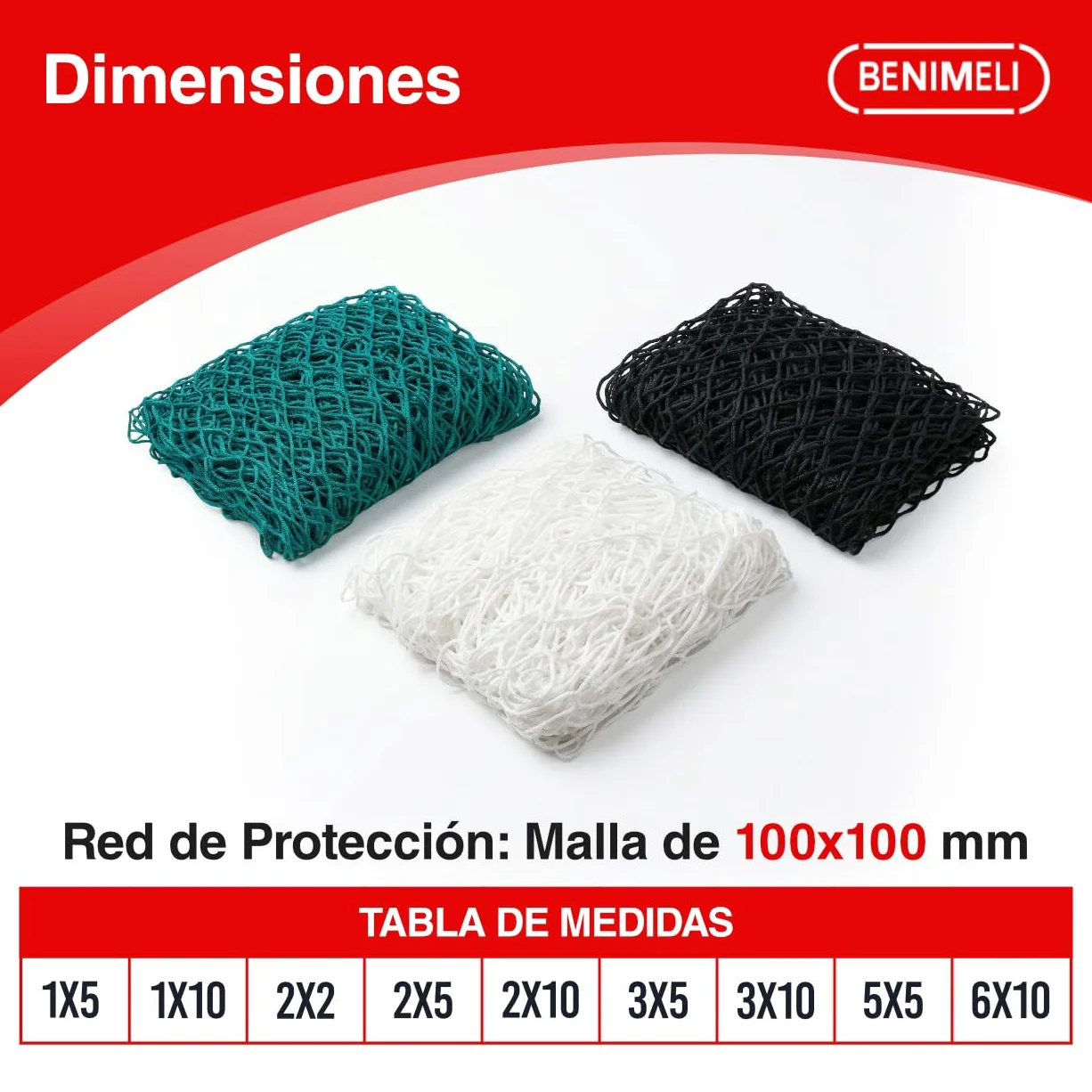 Red Deportiva de Malla Polipropileno 100x100 Alta Resistencia para Pistas Deportivas