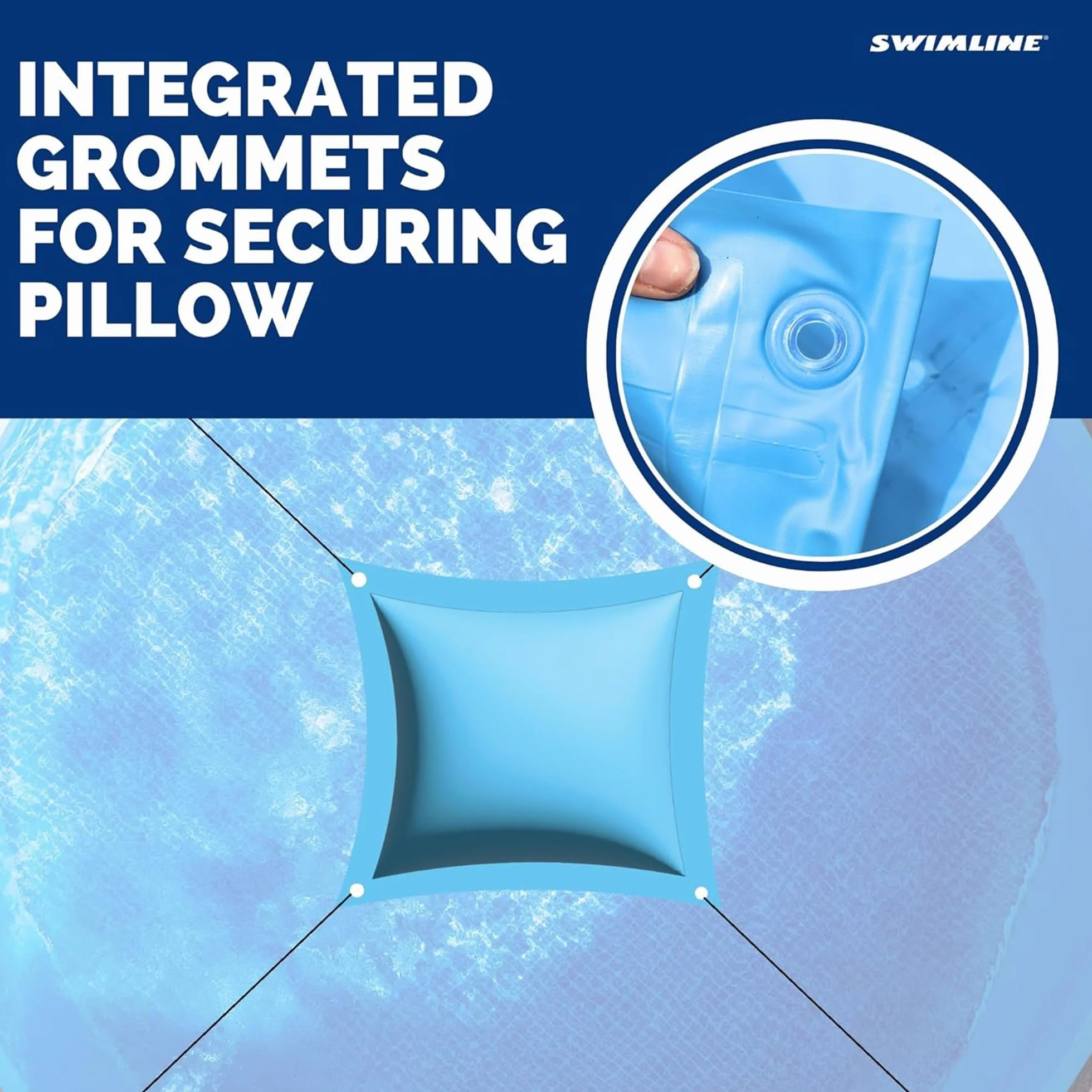 Swimline HYDROTOOLS - Almohada de Aire para albercas sobre el Suelo, Cubierta de Invierno, cojín de 4 x 8 pies, Kit de Cierre de Piscina, Resistente al frío, Accesorios de Almohadas Gruesas para