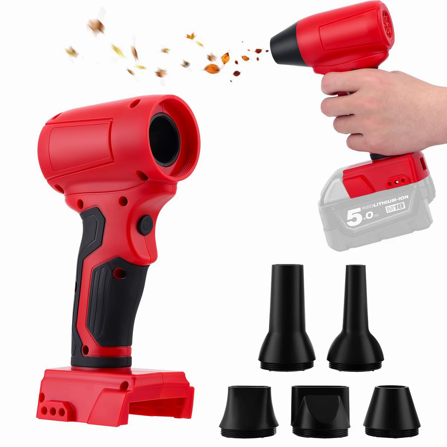 Soplador de Hojas sin escobillas, regulación de Velocidad sin Niveles, soplador de Polvo para batería Milwauke de 18 V, Jet Dry Turbo Fan Blower para Hojas, Limpieza y Taller (sin batería)