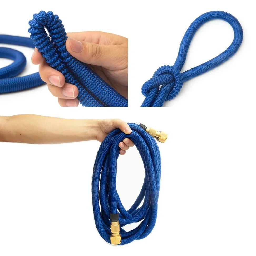 Manguera de jardín extensible de 15 m, manguera de riego flexible de alta presión, manguera mágica para lavado de coches y jardinería, manguera de agua negra (15 m)