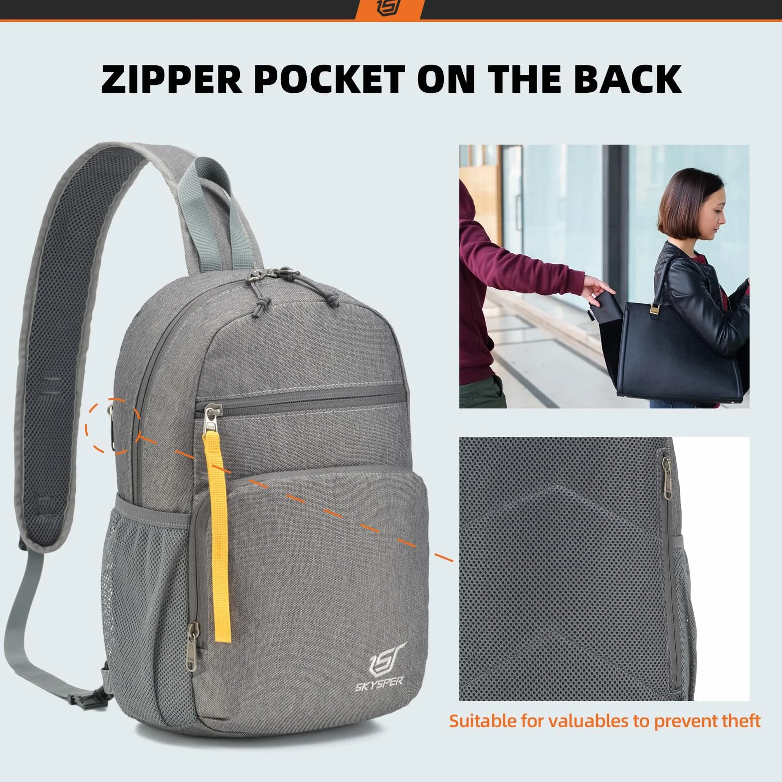 SKYSPER Bolsa de Pecho Impermeable Sling Bag para Hombres Mujeres Viaje Senderismo