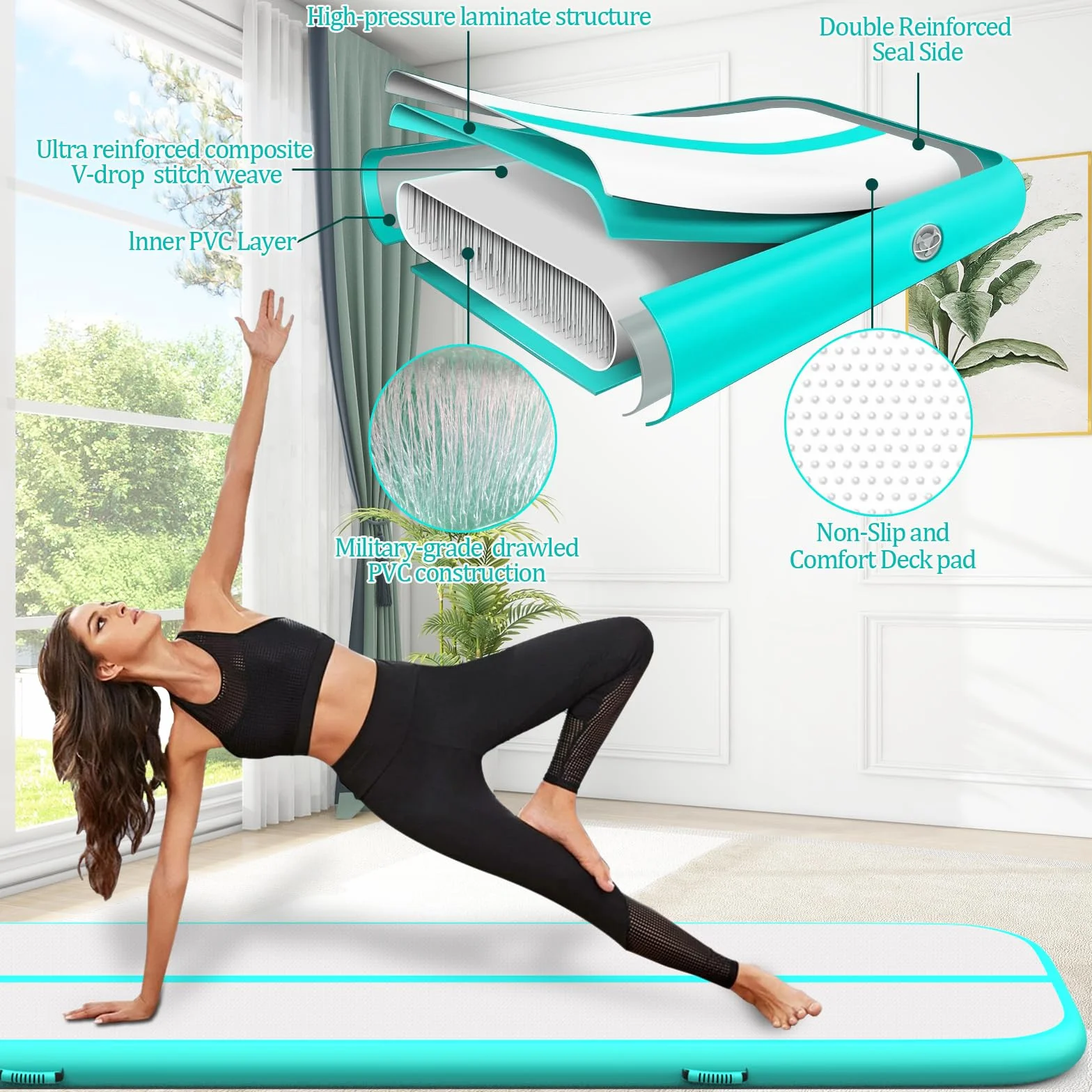 Airspot Air Track Matte Air Roll Gymnastik Tumbling Estera de gimnasia con bomba