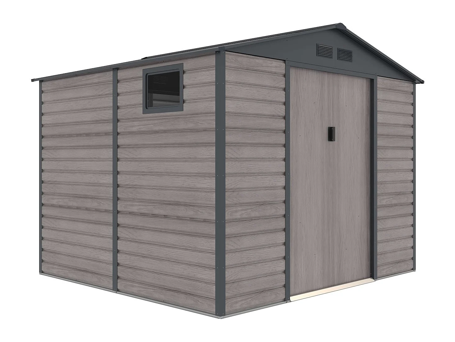 Venta-Unica - Caseta de jardÌn Metal de Acero galvanizado Efecto Madera Gris 7,17 m≤ - ADELMO