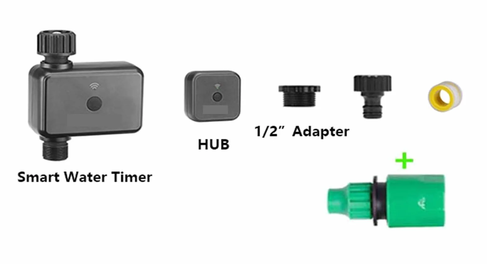Temporizador de rociadores inteligentes de jardín, temporizador de agua con control wifi 15 programas de riego separados Válvula de agua inteligente(Timer HUB And 1 Head)