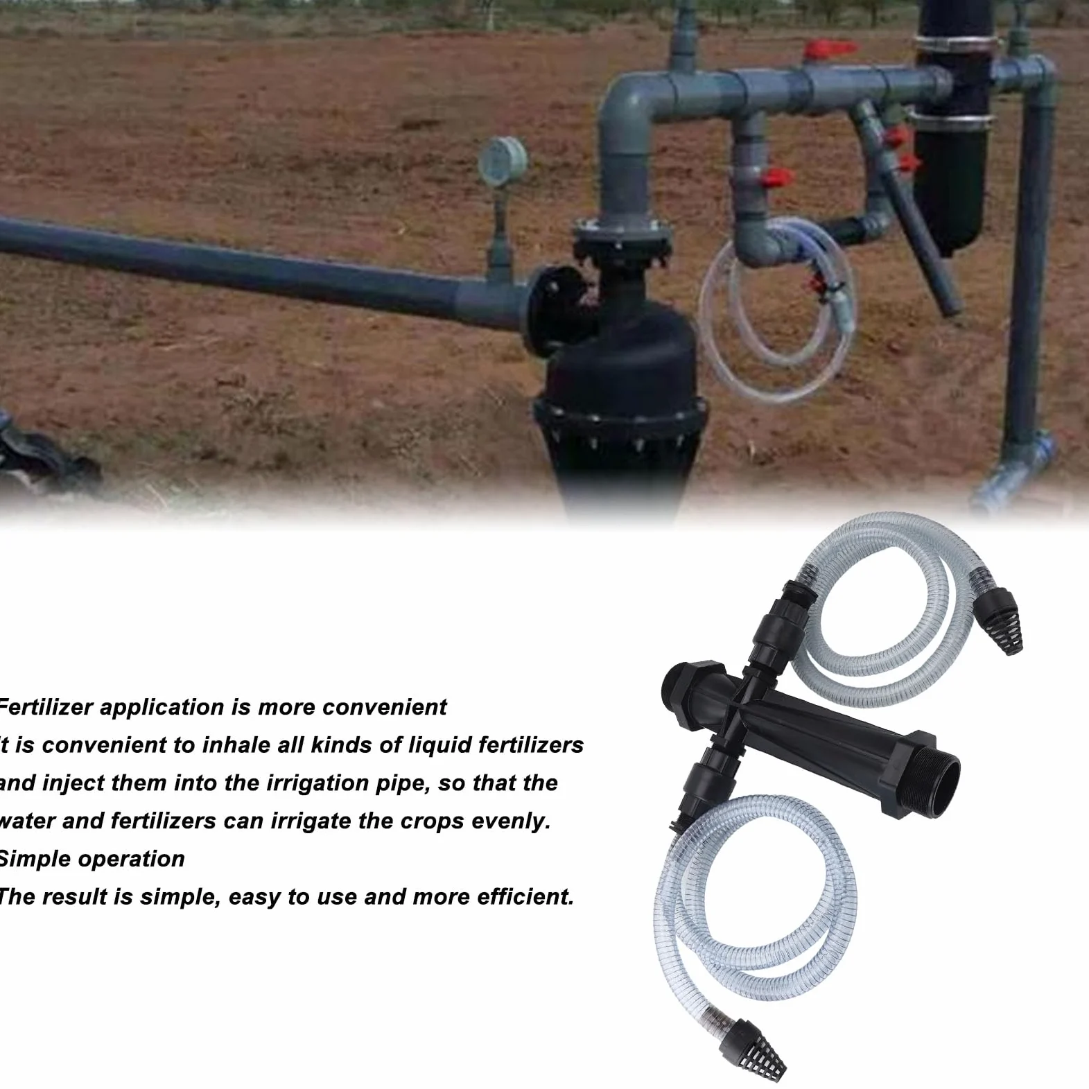 Irrigación Inyectores de fertilizantes Venturi, Kit de irrigación de jardín Inyector de fertilizante Inyectores de fertilizantes Dispositivo Juego de tubos de filtro Inyectores de mezcladores de
