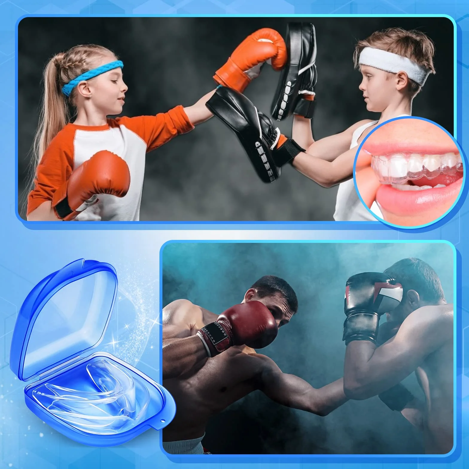 Kit de Protección Dental 4Pcs, Férula Descarga Bruxismo, Protector Bucal Para Dormir, Material Termoplástico
