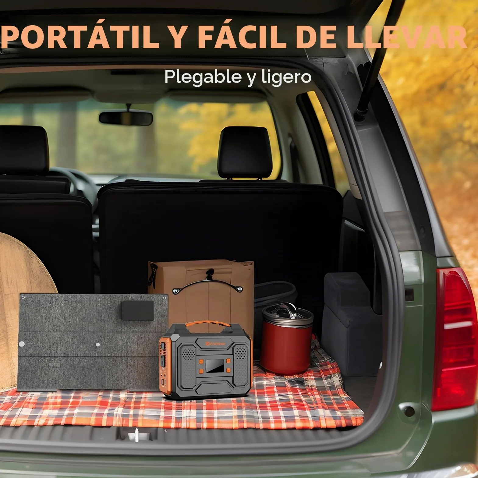 Generador solar portátil, estación de energía portátil de 300 W con panel solar plegable de 60 W, onda sinusoidal pura de 110 V, paquete de batería de litio de 280 Wh con salida de CA CC para uso en