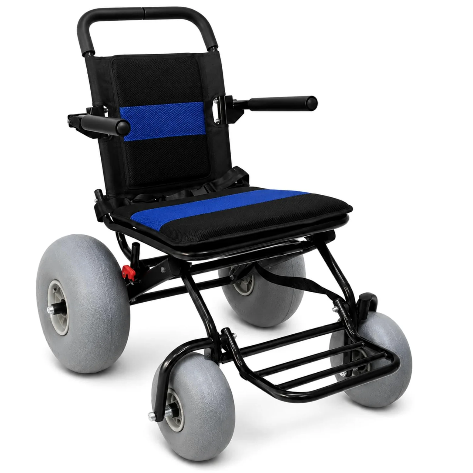 Silla De Ruedas Todoterreno Para Playa, Plegable, Con Neumáticos Anchos, Capacidad De 100 Kg, Reposapiés Plegable, Para Playa, Césped, Grava Y Acceso Al Agua