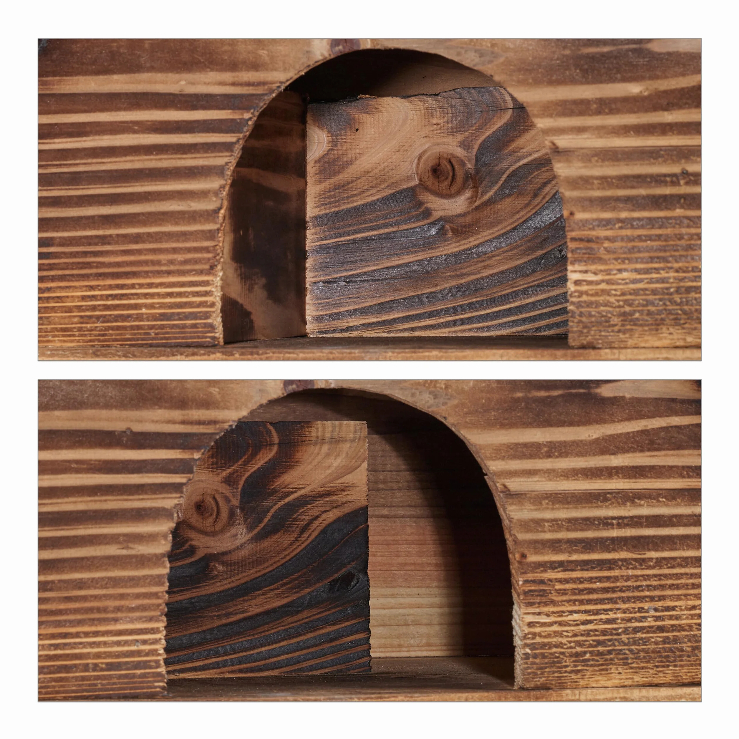 Relaxdays Casa Erizo Madera Quemada Cueva Animales Suelo Forma Iglú 25x40x30 cm Marrón