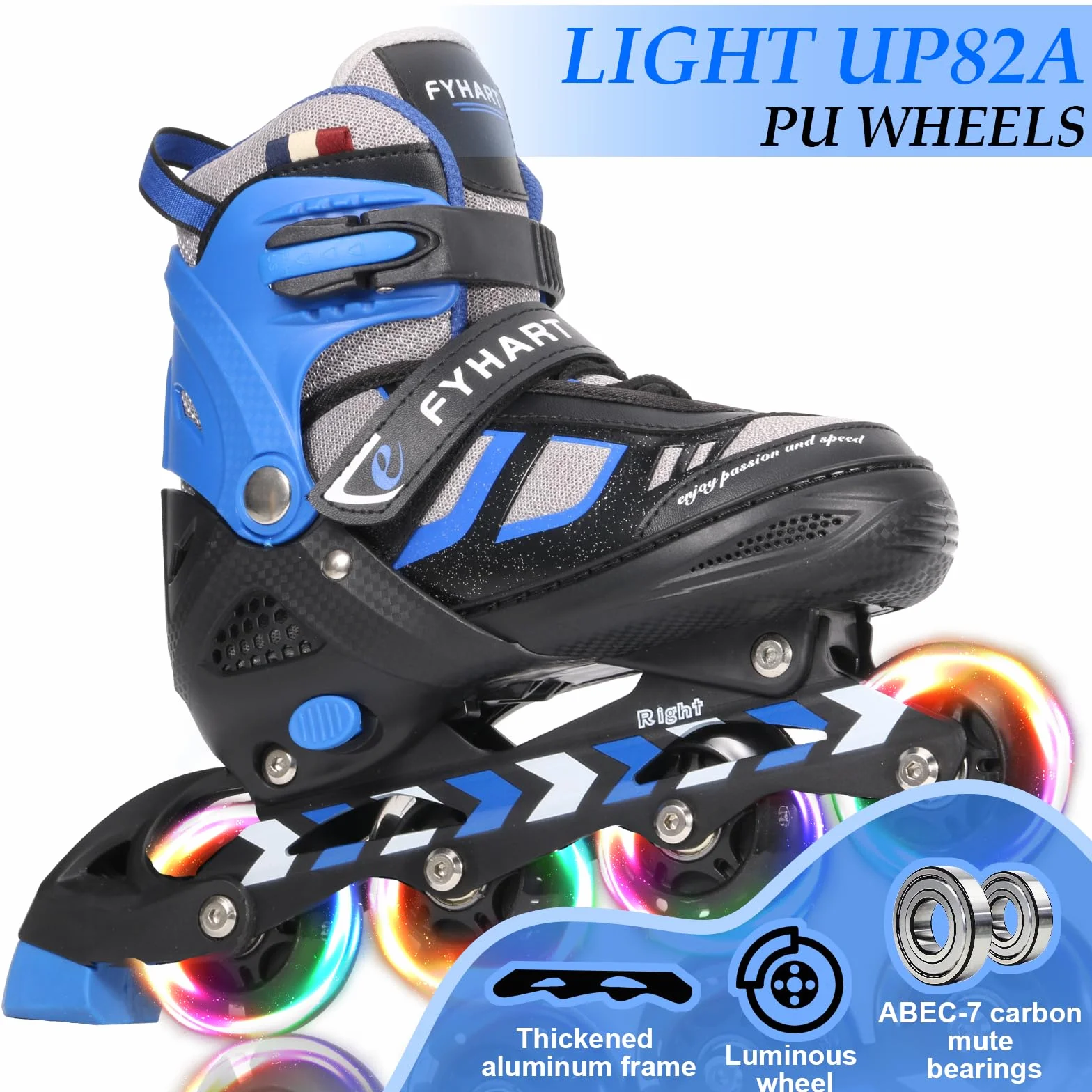 Patines en Línea Ajustables 4 Ruedas para Niños, Jóvenes y Adultos, 4 Tamaños, Uso Interior y Exterior