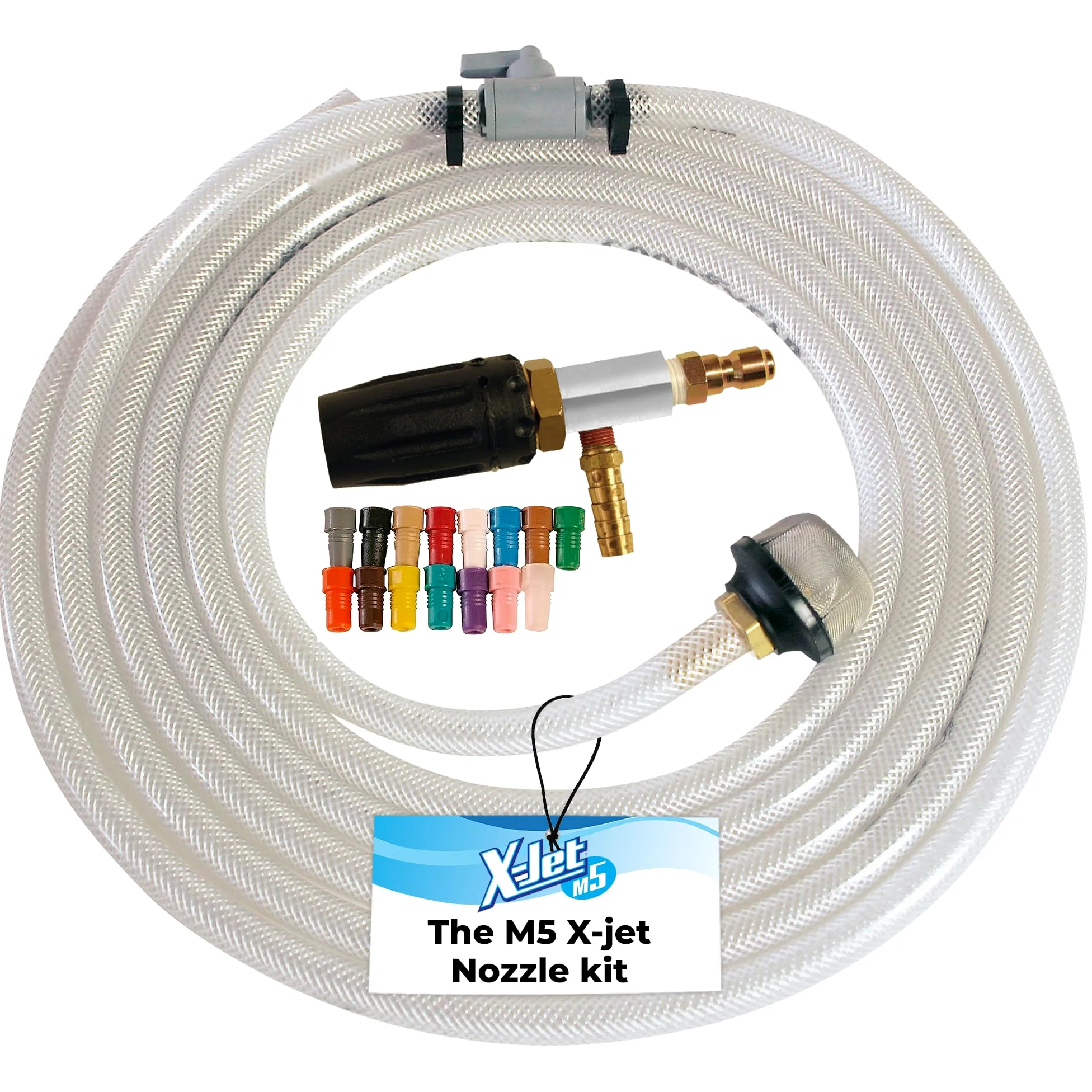 X-Jet Kit M5#20 | 7-8 GPM | Boquilla de lavado de presión variable de inyección externa ajustable de largo alcance | Perfecto para lavar propiedades residenciales y comerciales desde el suelo | con