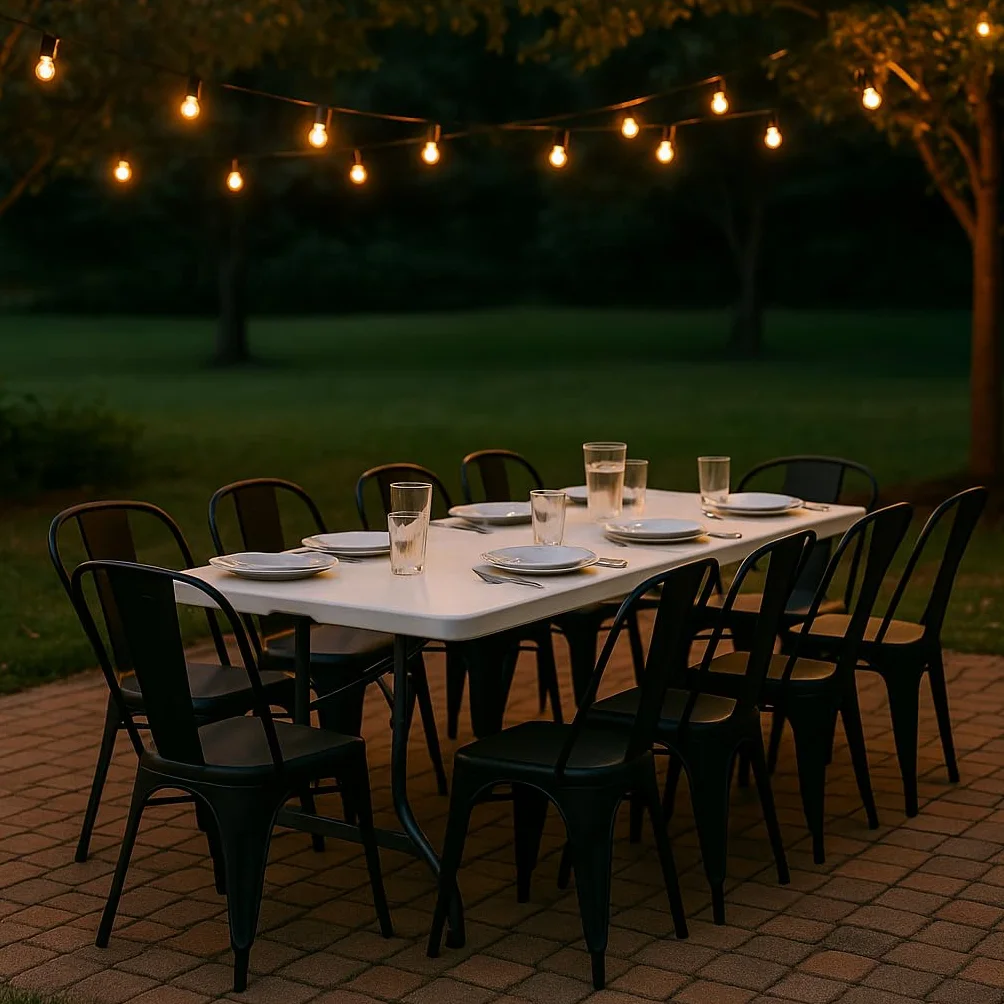 Brigros - Mesa Plegable de jardín Mesa de Camping, Buffet, Cocina | Mesas Plegables en maletín con asa Que Ahorra Espacio (180 x 70 x 74)
