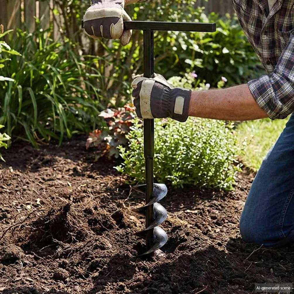 vidaXL Taladro de Tierra Mango 120 mm Tubo Extensión 5 m Acero