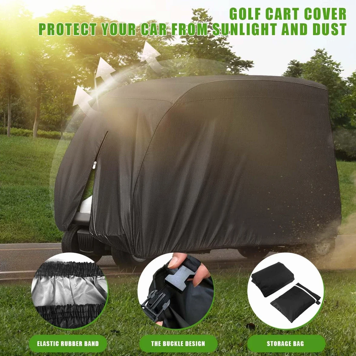 KISEER cubierta impermeable 400D para carrito de golf EZ GO Club Car Yamaha, a prueba de polvo (negro)