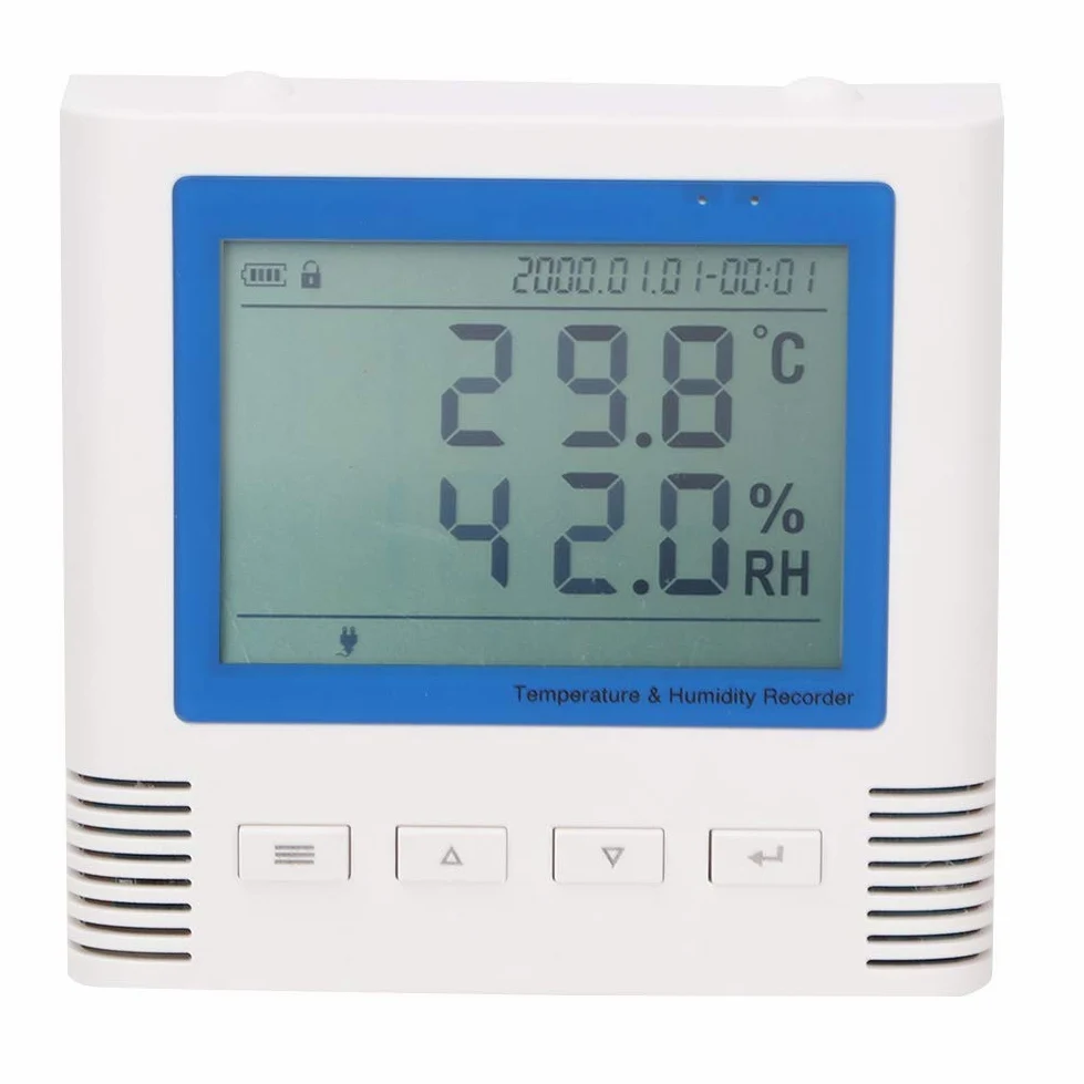 Registrador de Temperatura y Humedad Pantalla LCD Grande con Conexión USB para Monitoreo del Hogar y la Oficina