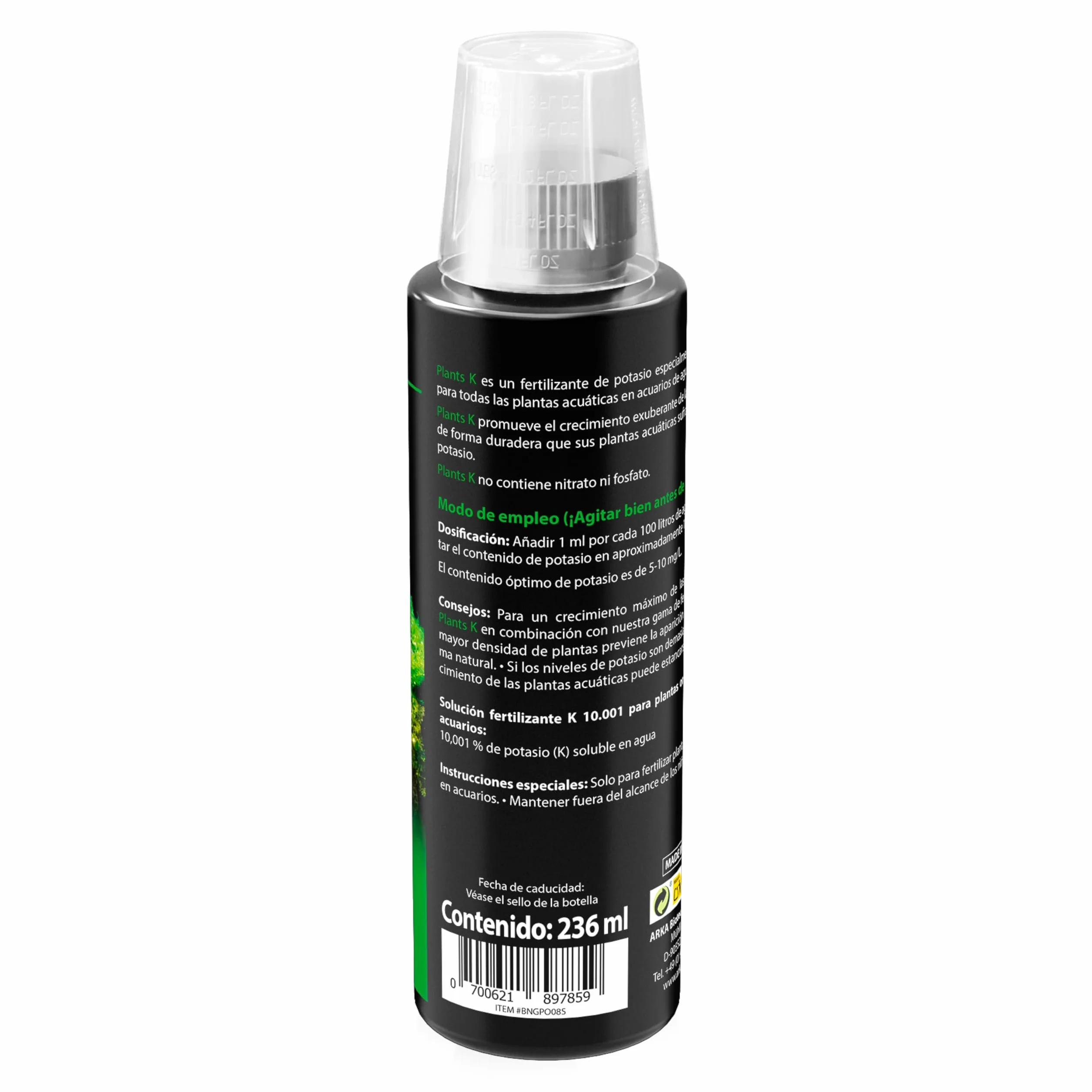 ARKA Plants K – Fertilizante líquido de potasio para Plantas de Acuario, Altamente Concentrado, Transparent