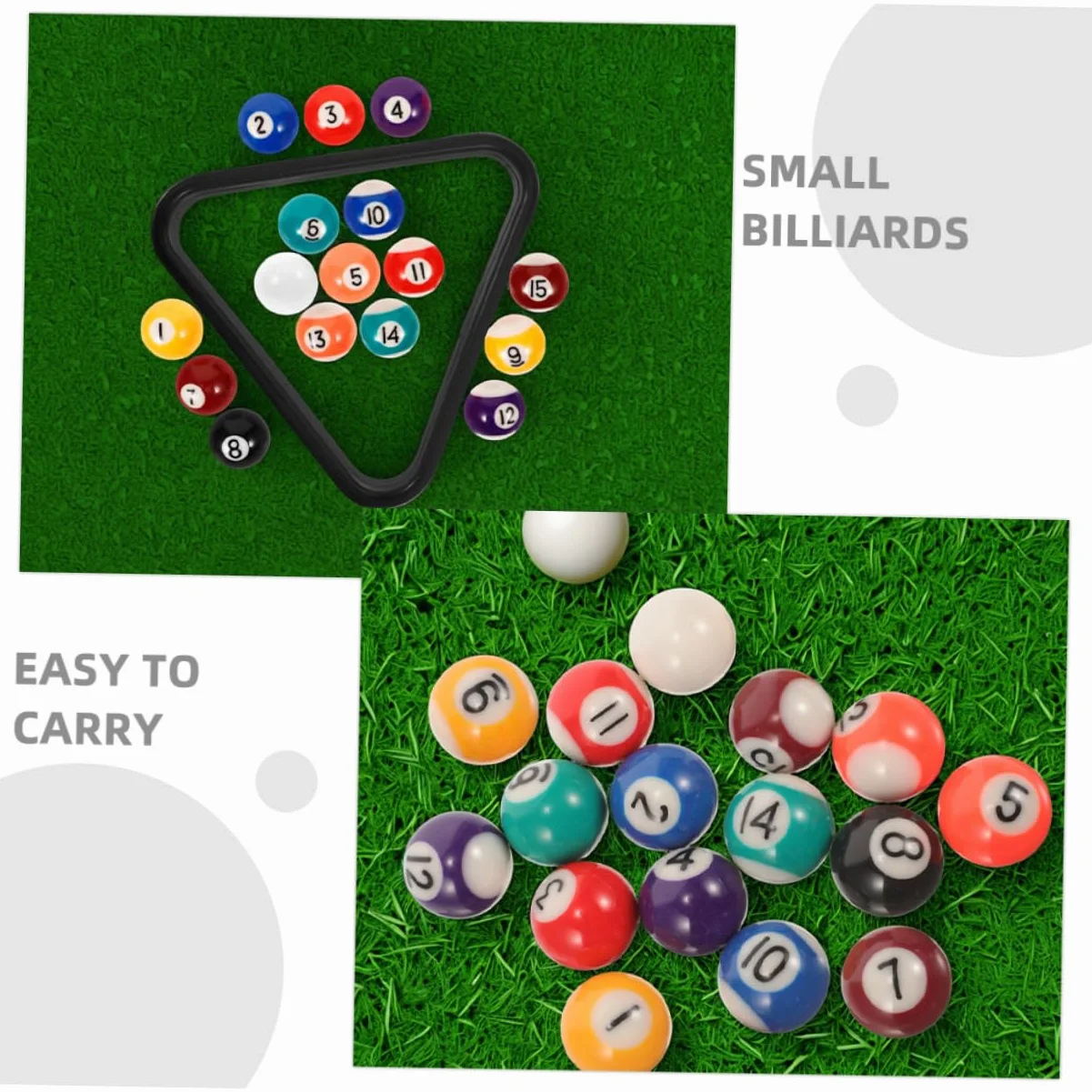 Juego de Bolas de Billar 17 Piezas Resina Mini Triángulo para Niños