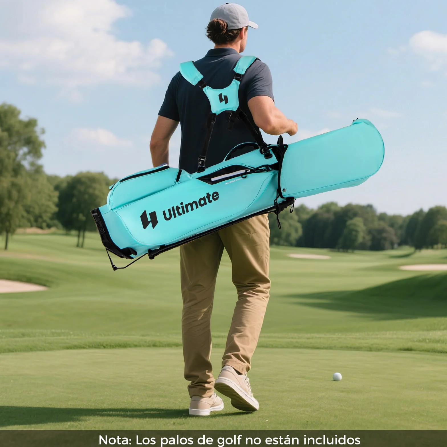 COSTWAY Bolsa Golf con Soporte, 8 Divisores, 5 Bolsillos, Correa Ajustable, Capucha Lluvia