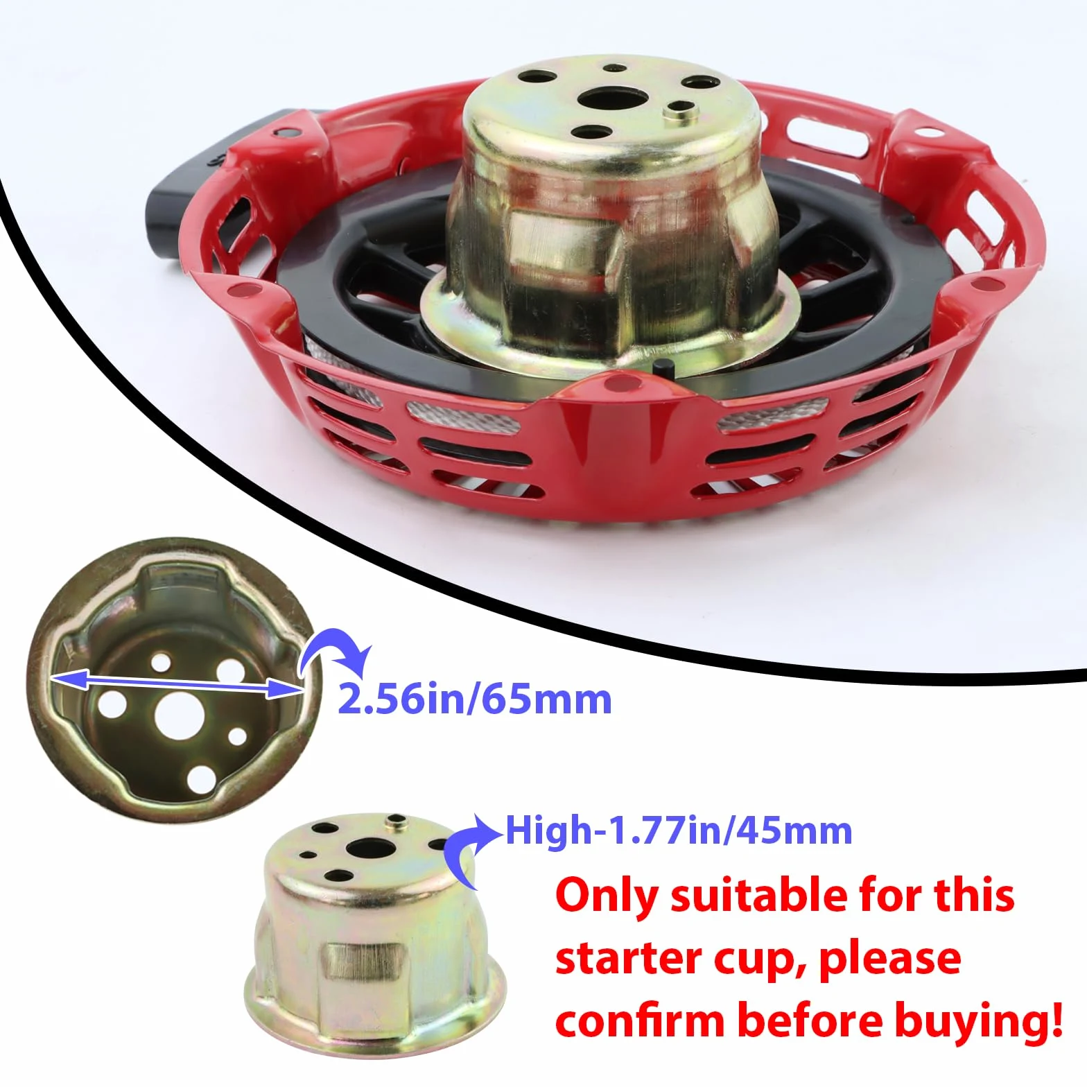 WOTIAN 2 piezas GX160 Pull Start Assembly 28400-Z4M-306ZB con tacos de varilla de acero curvados para GX120 GX160 GX200 5.5HP 6.5HP 27400-Z1T-702