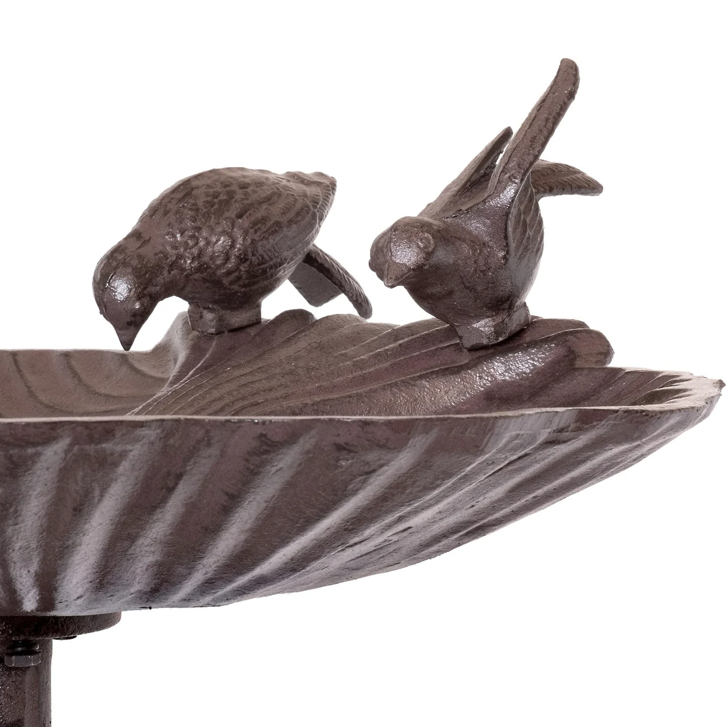 Moritz Bebedero para pájaros, 78 cm de alto, color marrón, hierro fundido, bebedero para pájaros para jardín, baño de pájaros con soporte, diseño antiguo