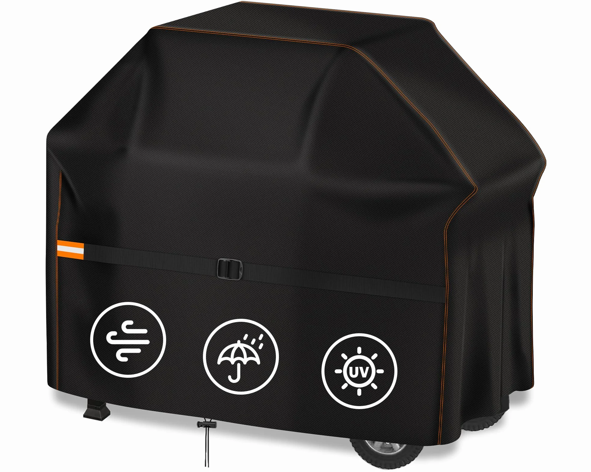 Enzeno Cubierta para Barbacoa Resistente a la Intemperie, Cubierta para Barbacoa de Gas, Impermeable, Funda Protectora a Prueba de Polvo para Weber, Brinkmann, Char Broil, 145x61x120cm, Color Negro
