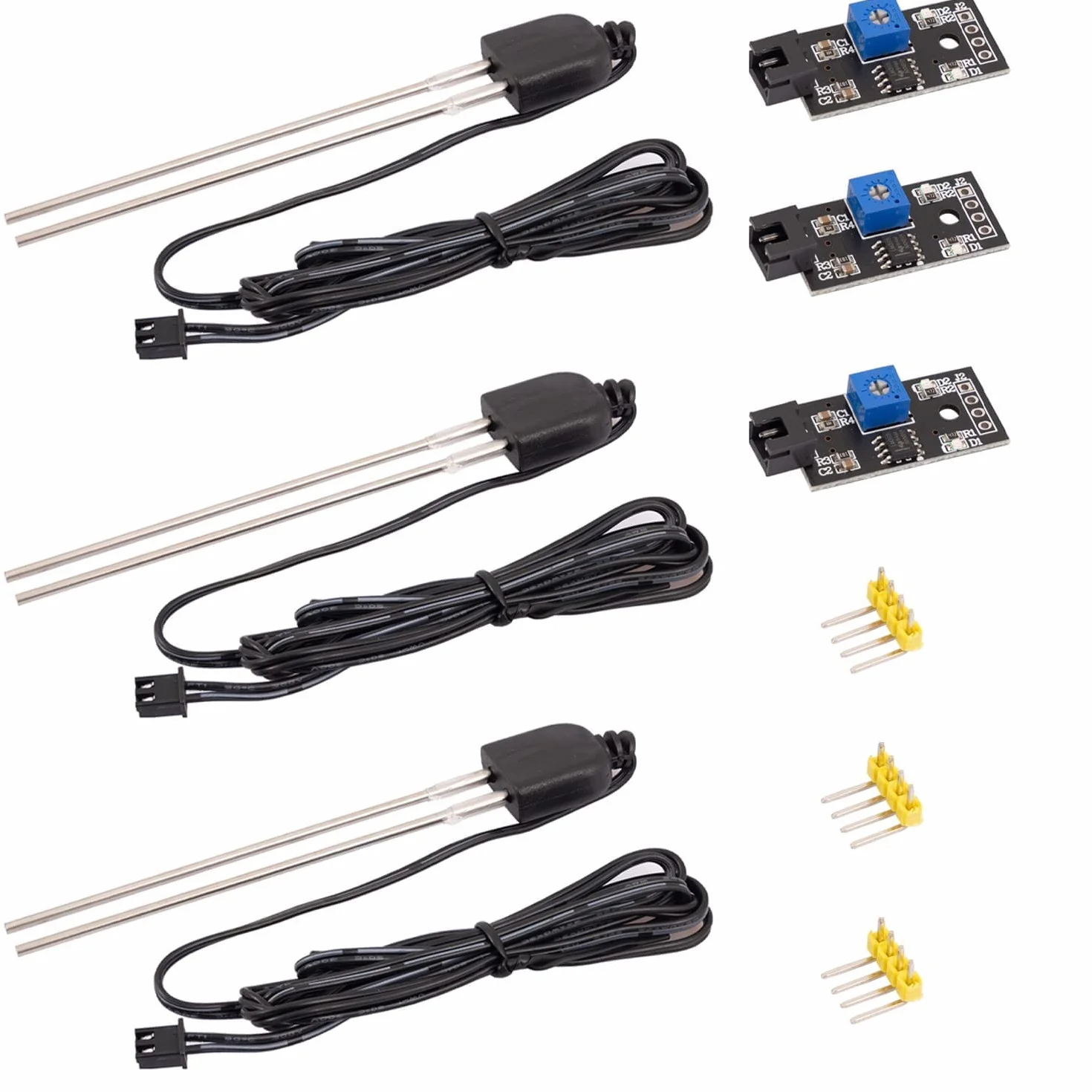 AZDelivery 3 Sensores de Humedad del Suelo con Sonda Anticorrosión para Plantas, Compatible con Arduino y Raspberry Pi, Ideal para Riego Automático