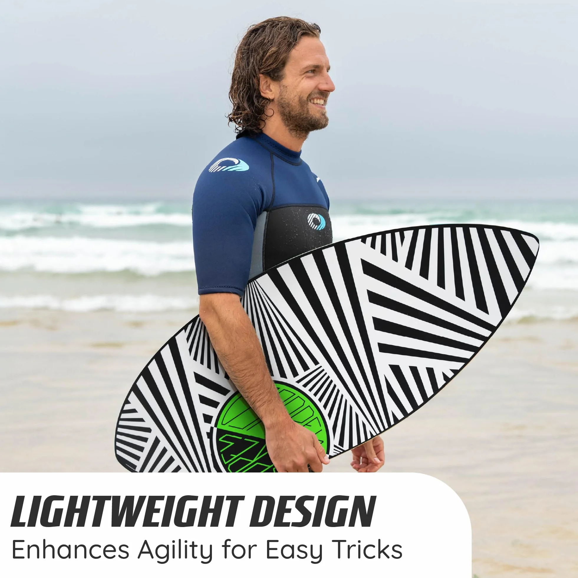 Osprey Surf Skimboard 41 Inch Pintail Beginner Skim Board 7 Ply Wood Construction