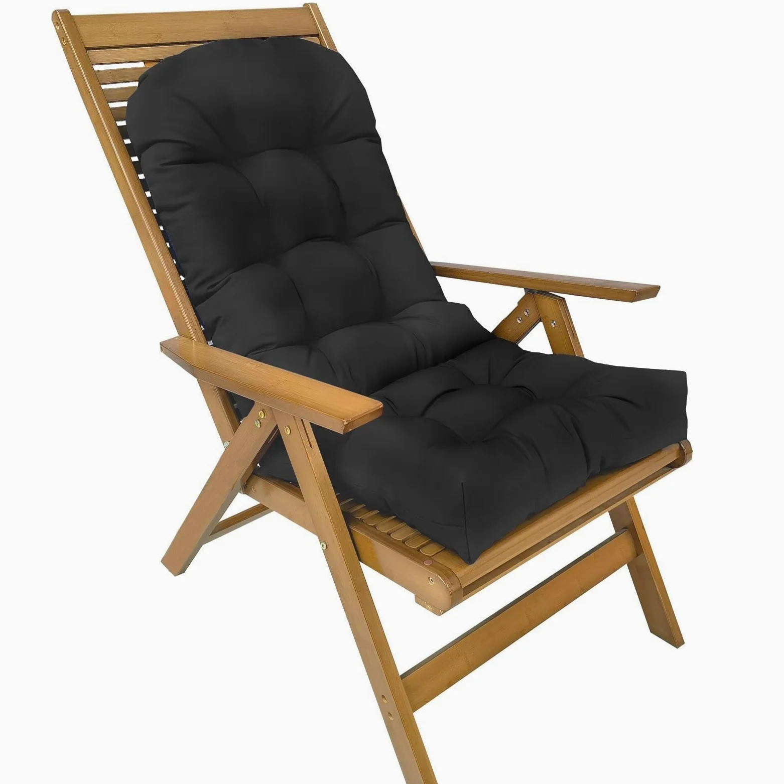 Adirondack Cojín Impermeable Respaldo Alto Silla Mecedora Exteriores Patio Negro