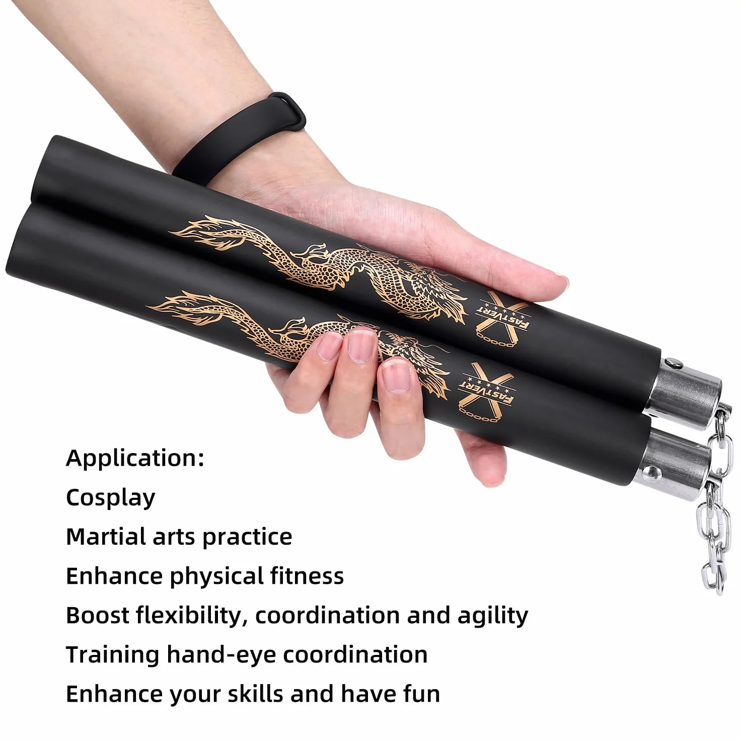 Nunchakus de entrenamiento de espuma para principiantes y niños, 2 pares, palos gruesos con cadena giratoria de acero