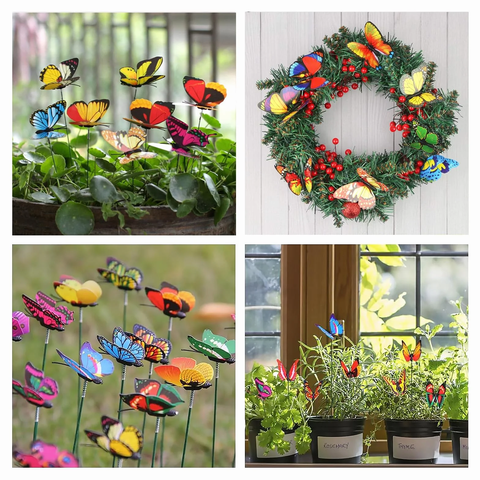 50 Piezas Estacas de Mariposas de Jardín, Estacas de Mariposa Impermeables, Mariposa Coloridas Alfileres de Flores para Exteriores Patio Plantador Maceta Primaver Jardín Decoración